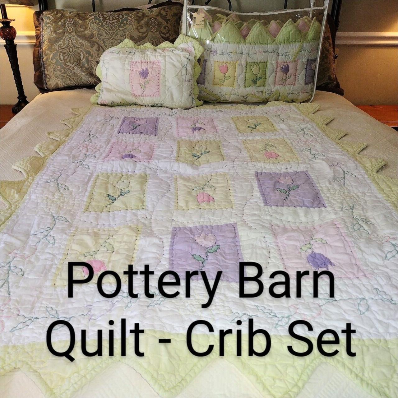Pottery Barn Kids Toddler Crib Quilt Pink purple and... Depop
