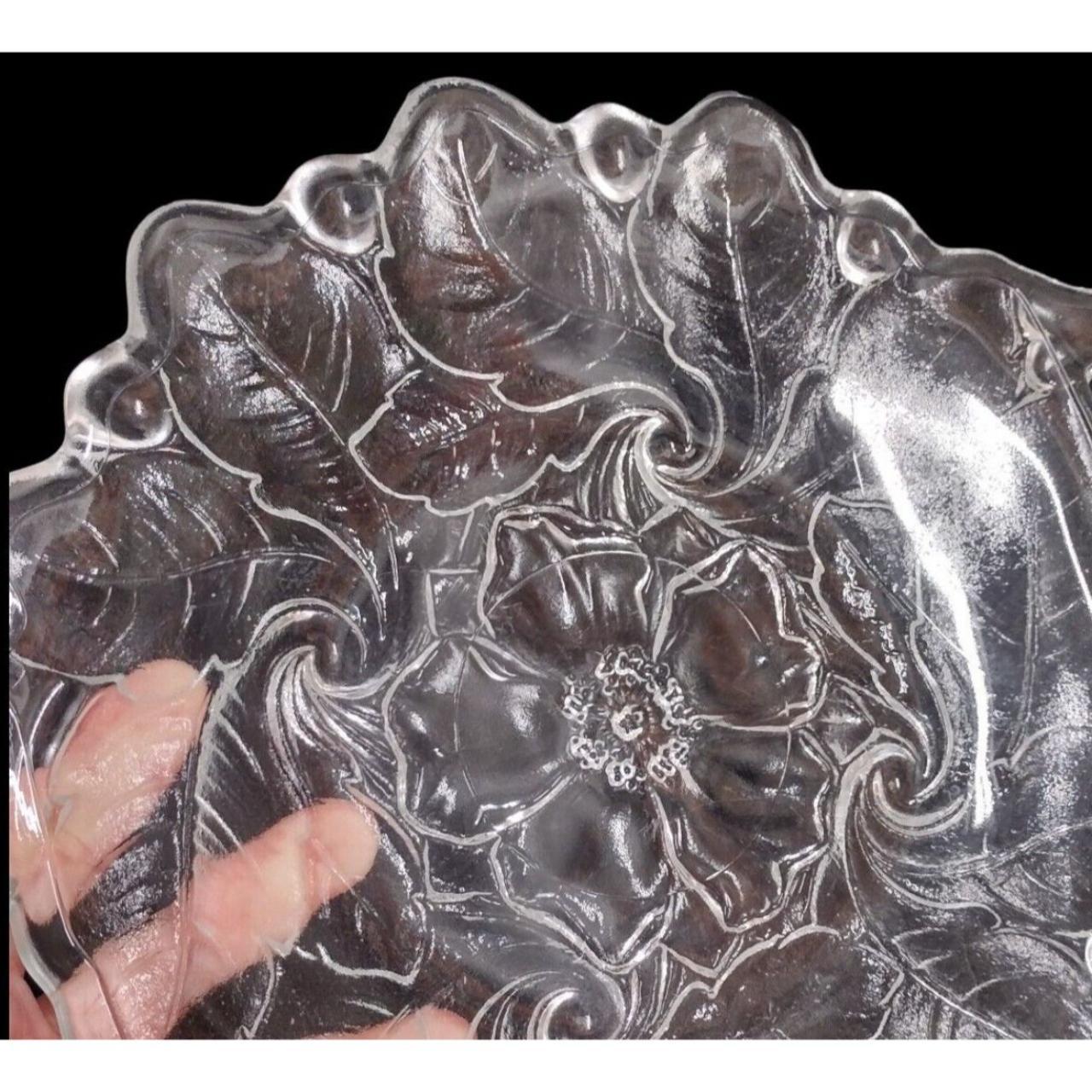 Crystal Glass Serving Tray with handles.Measures 12"... Depop