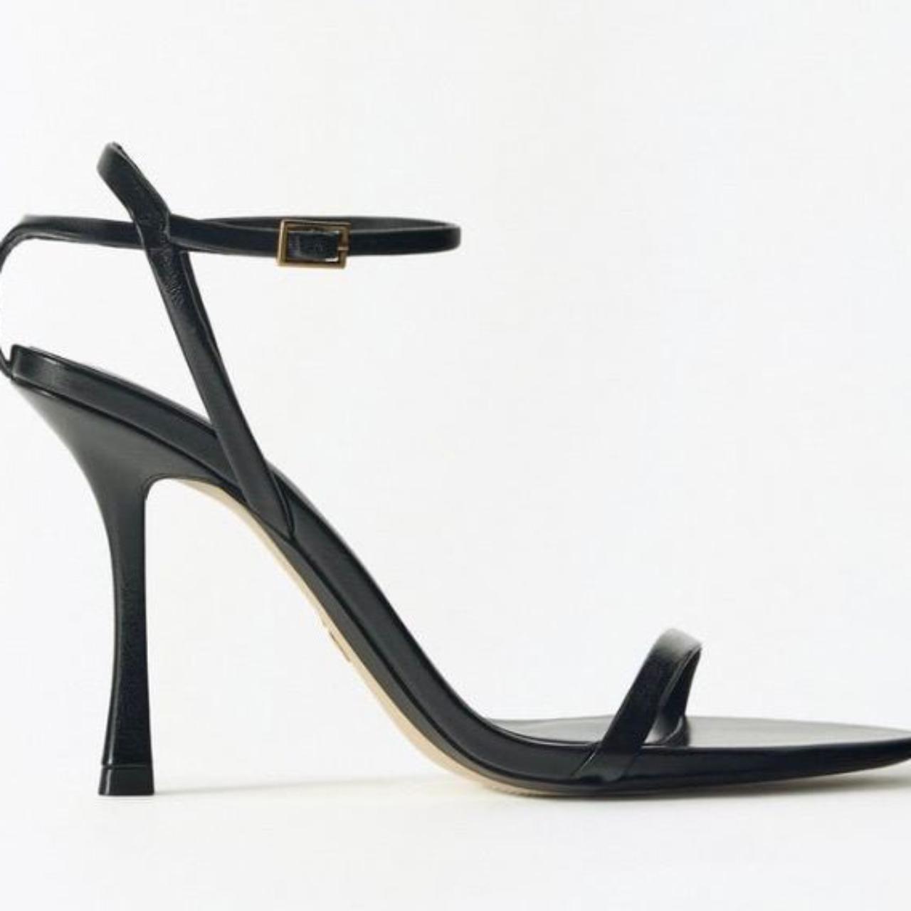 Thin Strappy black heels from Zara. Size 6 - Depop