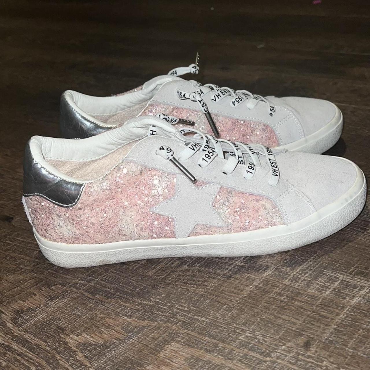 VH Sneakers Pink And White Sparkles With Silver Depop   P0 