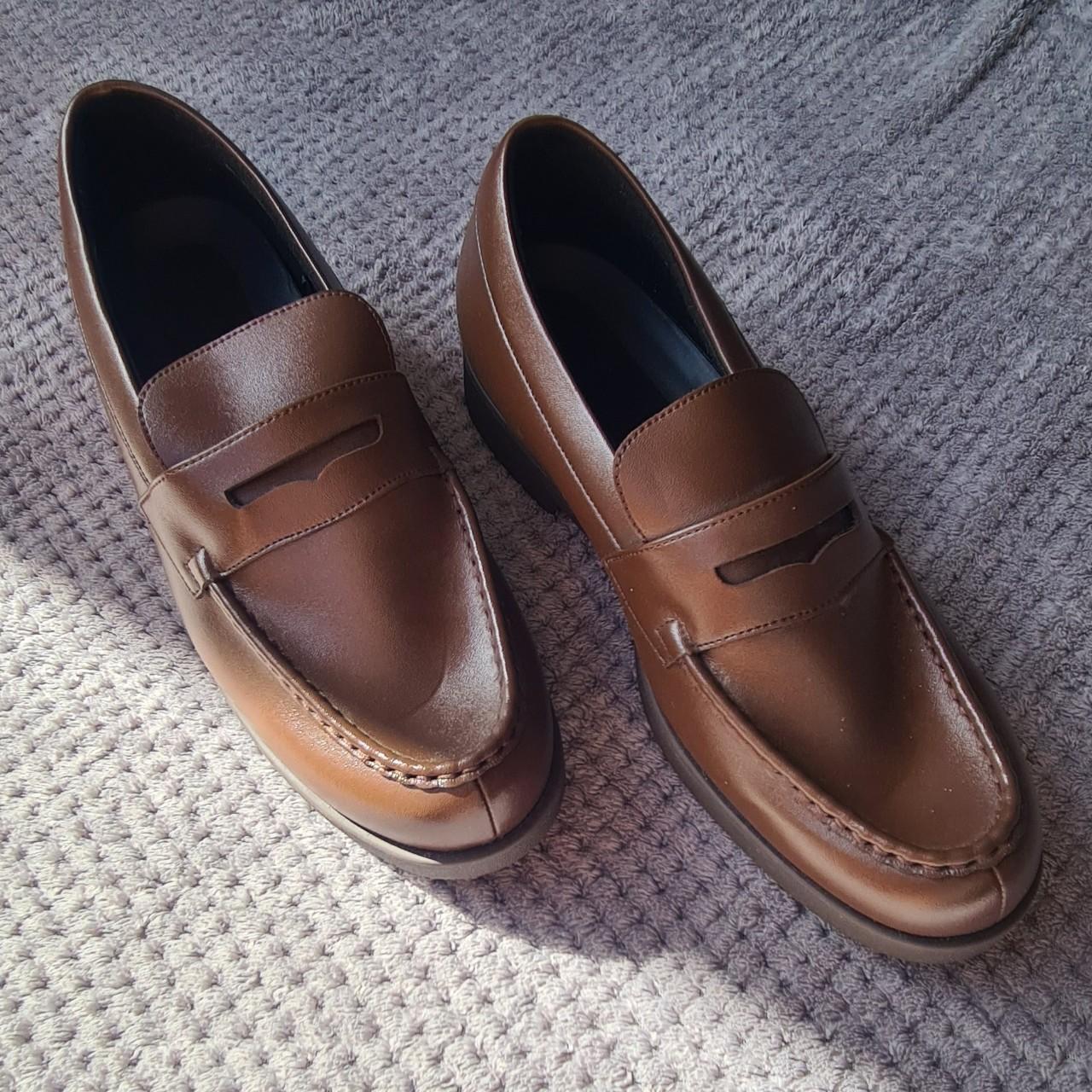 Men's brown Uniqlo faux leather loafers Size UK 9.5... - Depop