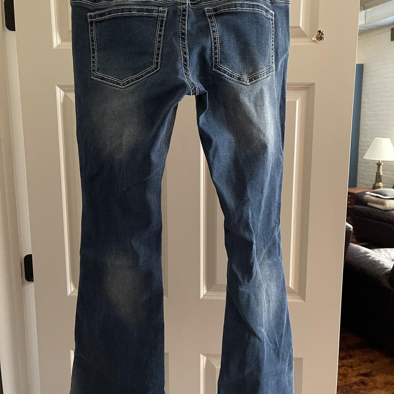 Flamingo, distressed, lowrise jeans. Size L which... Depop