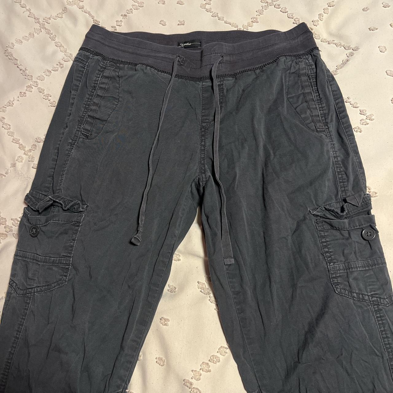 dark grey cargo pants brand: Supplies fits small or... - Depop