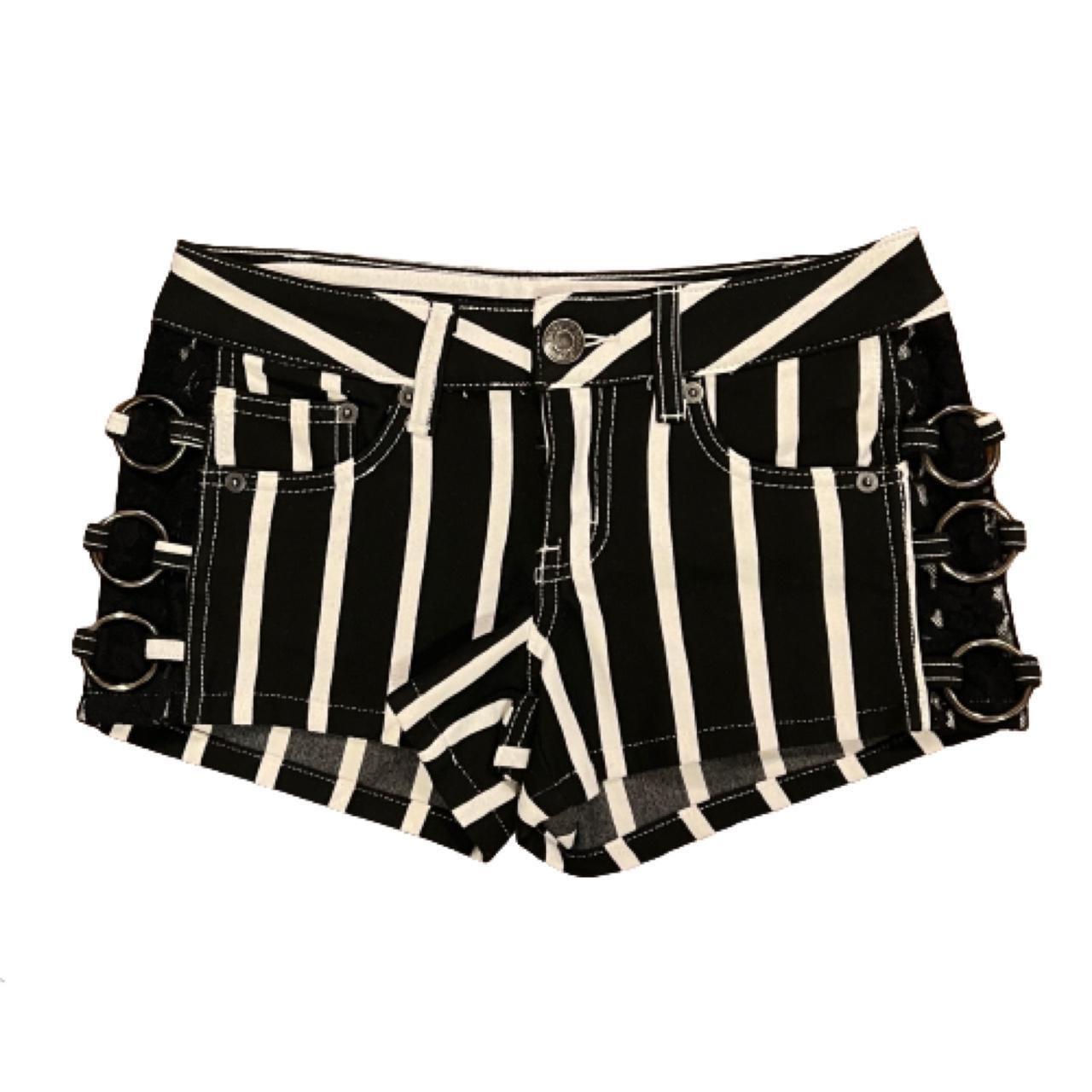 Women's Black and White Shorts Depop