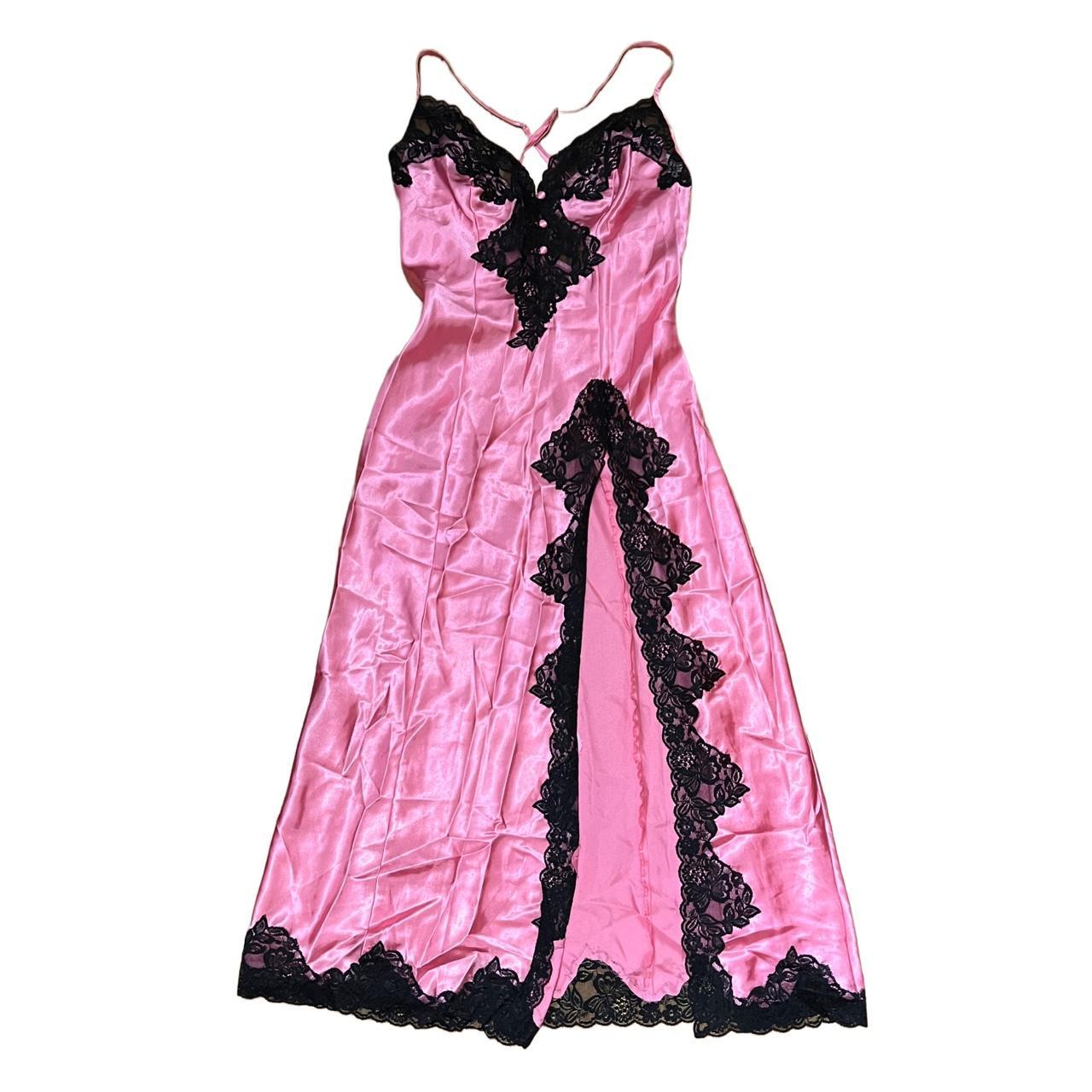 Pink & Black Lace Long Nightgown ☆ ☆ by the brand... - Depop