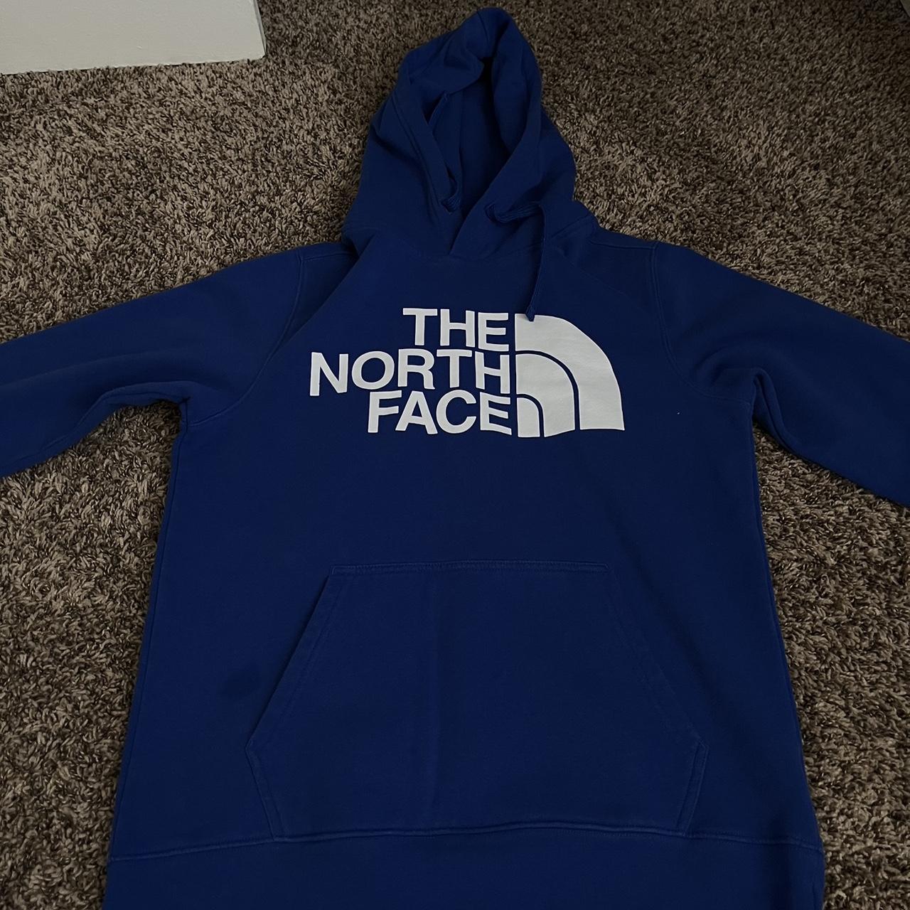 Blue North Face Hoodie - Depop