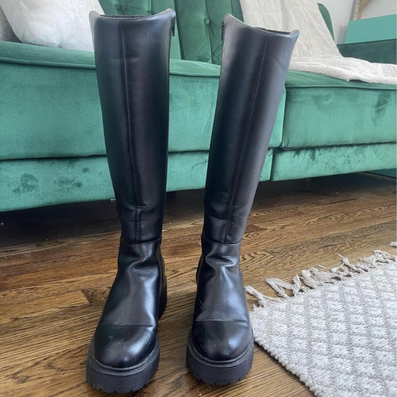 Steve Madden black knee high boots size... - Depop