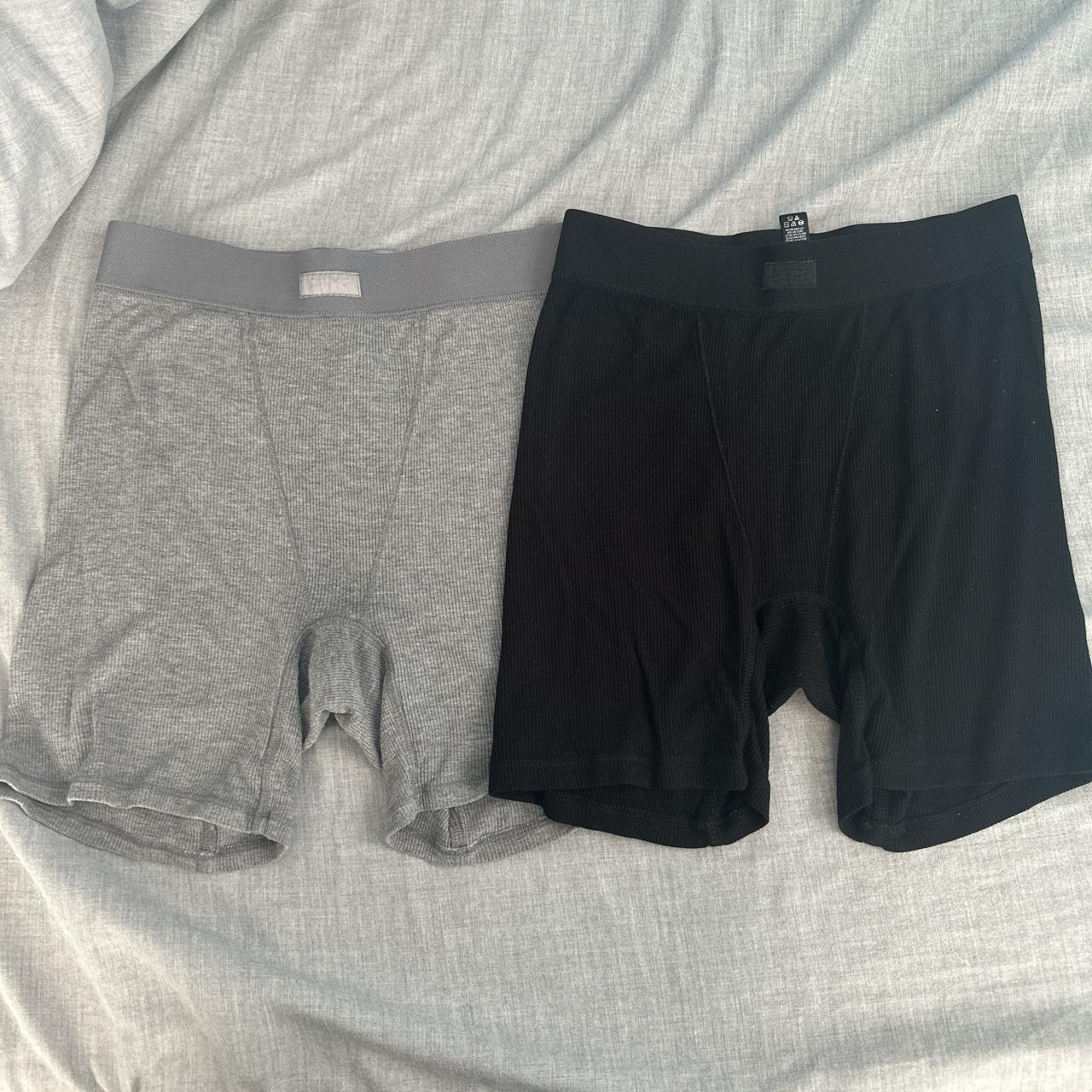 SKIMS set of two cotton boxers black and grey worn a... - Depop