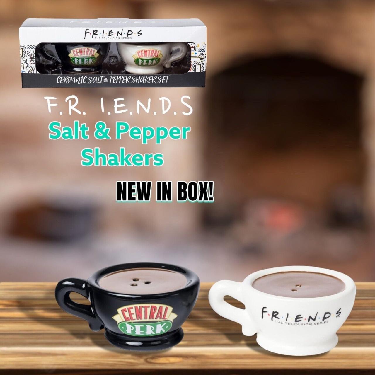 Friends Black and White Central Perk Ceramic Salt & Pepper Shakers