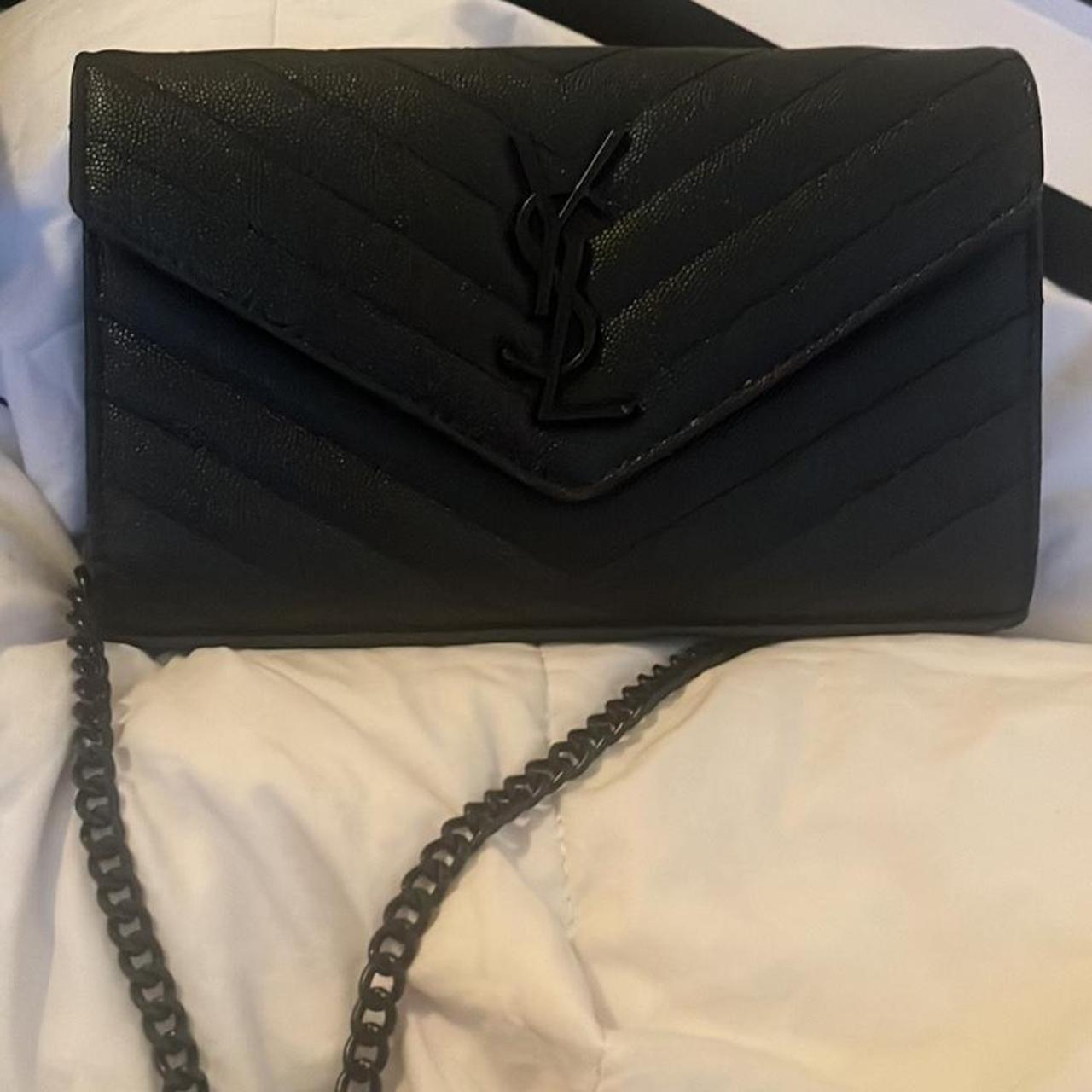 SAINT LAURENT LARGE ENVELOPE CHAIN BAG - DARK - Depop