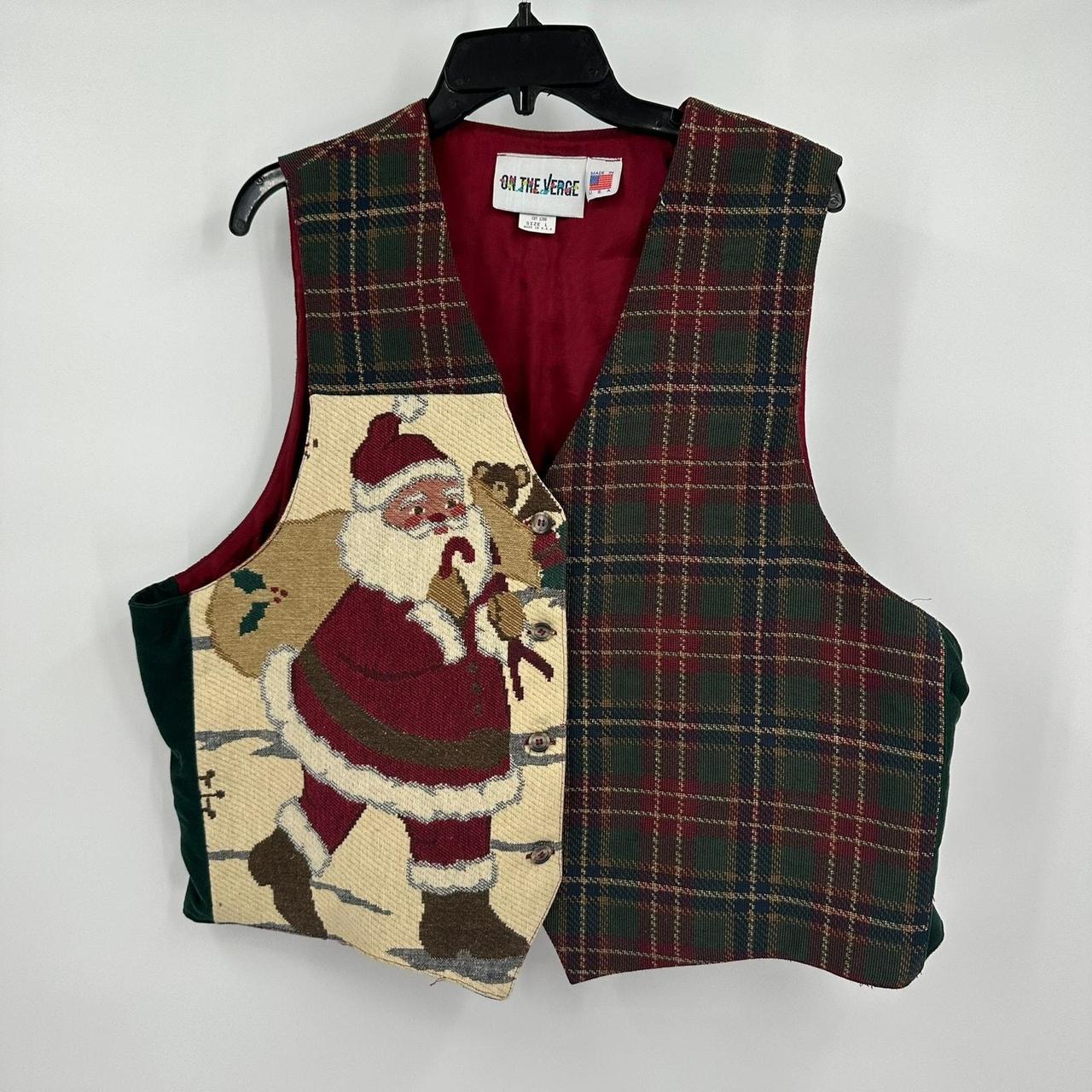 On The Verge Tapestry Christmas Vest Size L Tartan. Depop