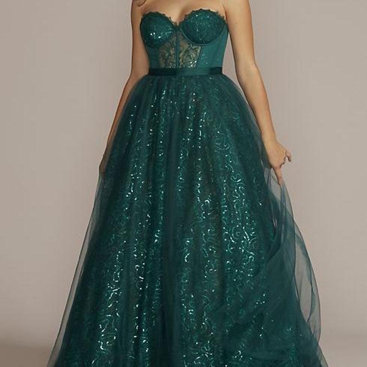 David's bridal emerald hot sale green prom dress