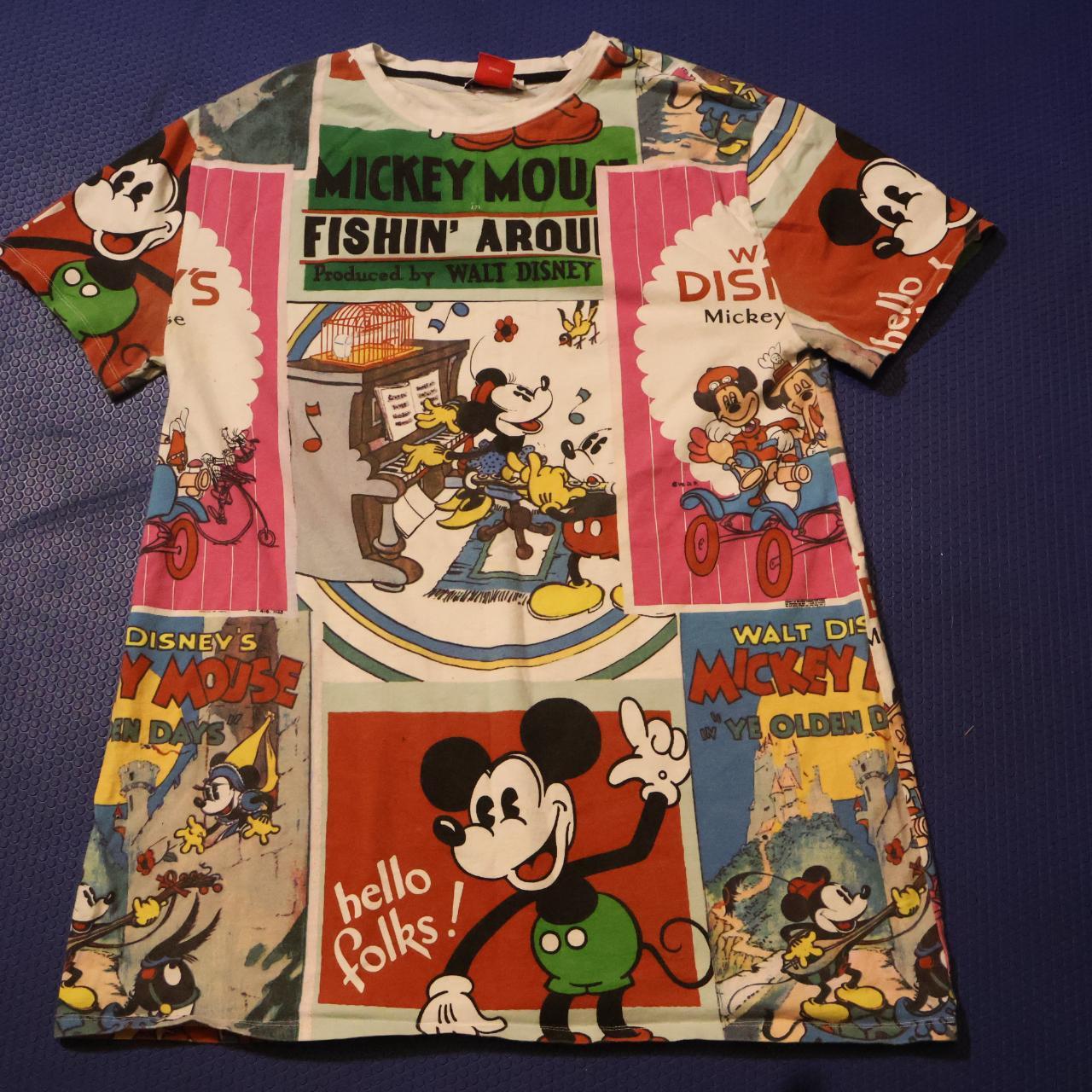 Zara Men's Shirt - Multi/White - L – Zara Disney Mickey Mouse Comic All Over …