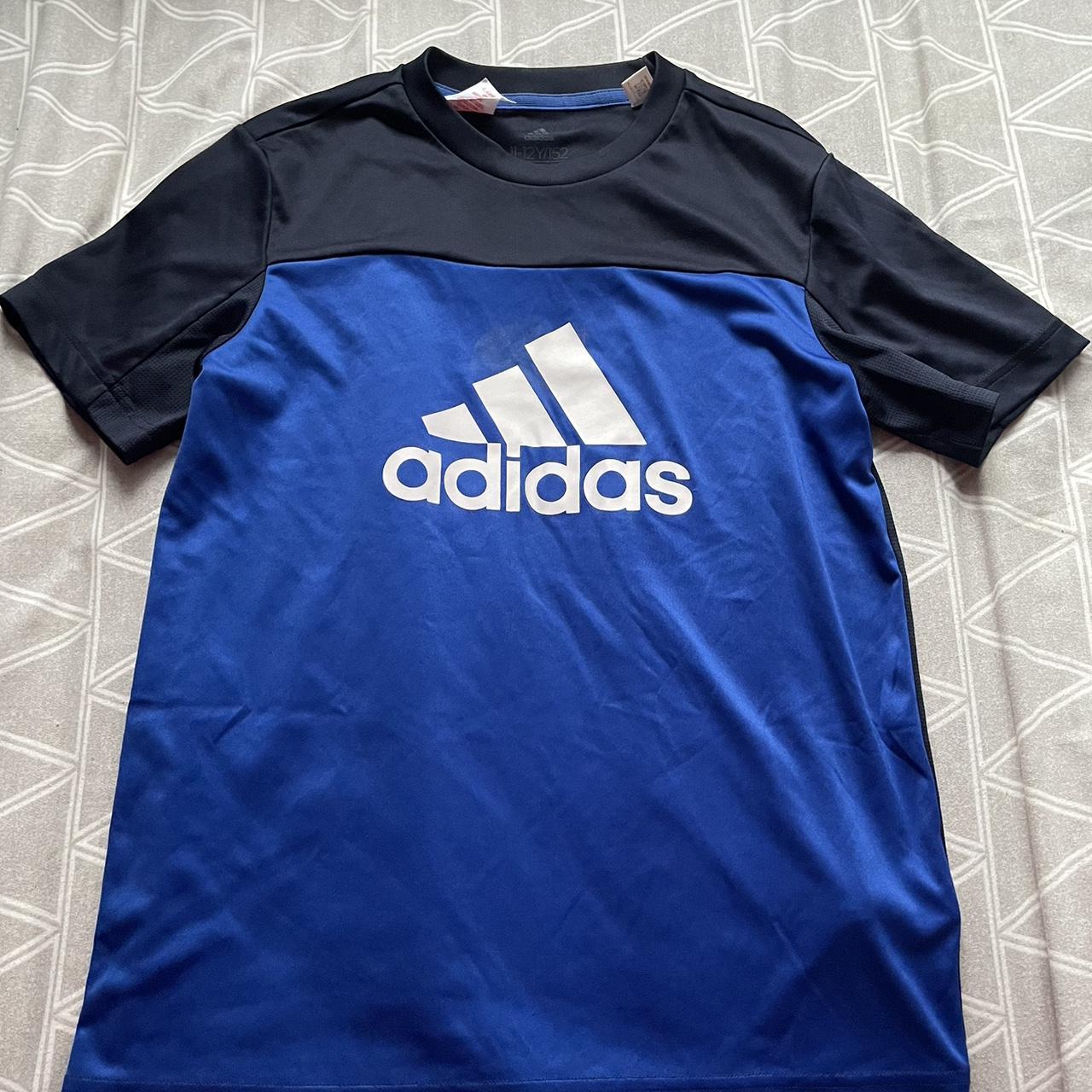 Adidas Black and Blue T-shirt | Depop