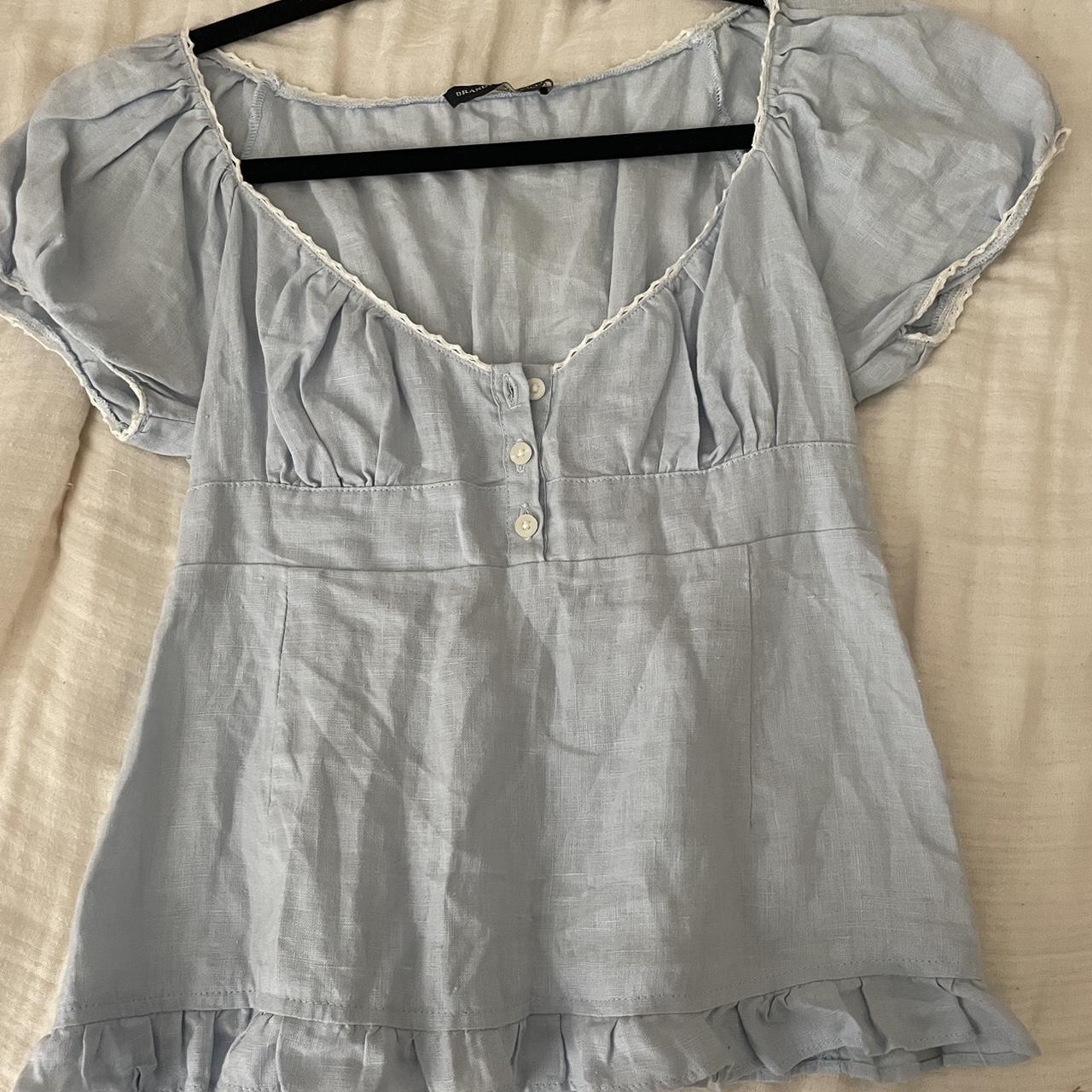 brandy melville blue top, so cute and worn twice,... - Depop