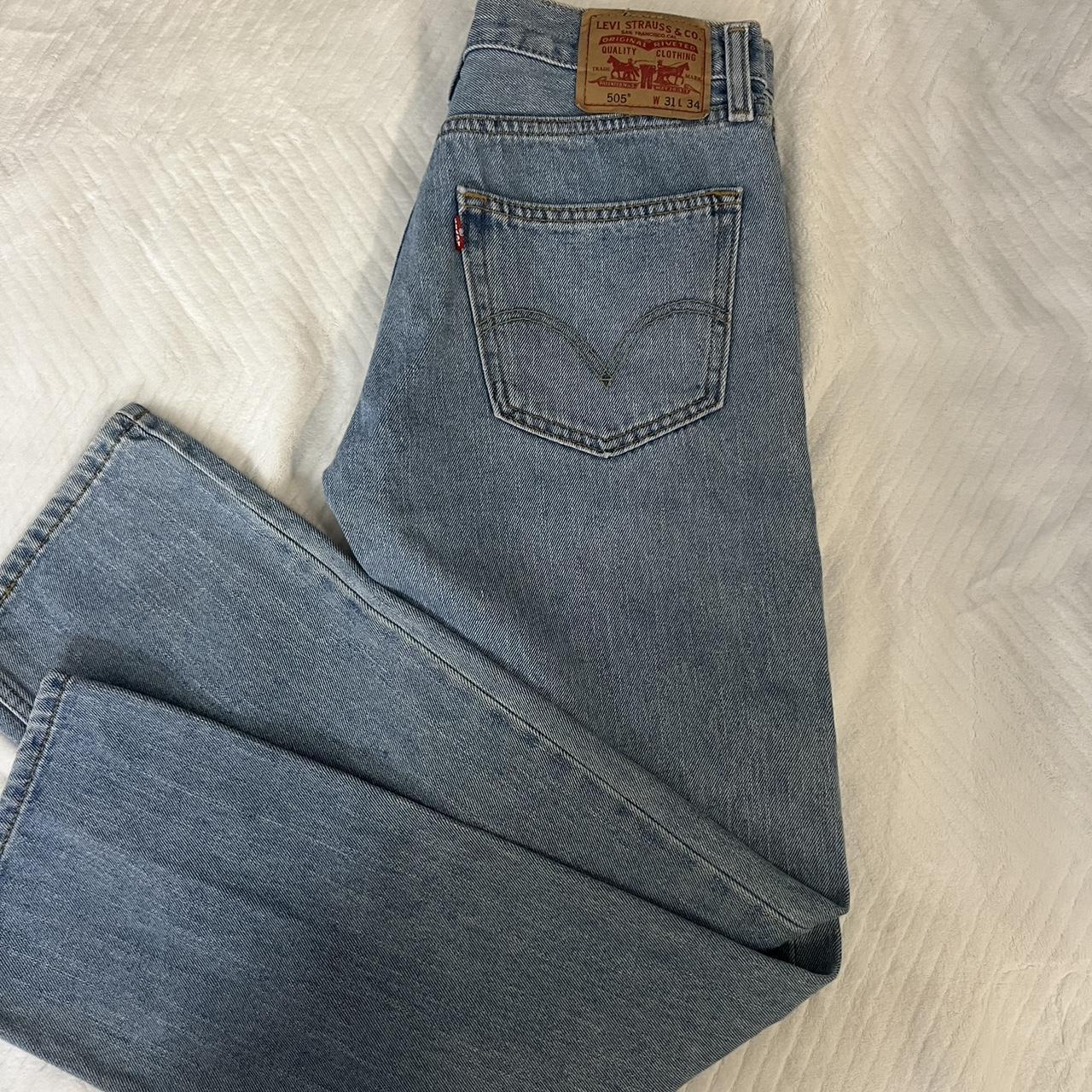 Levi’s 505 Straight Fit Light Wash Vintage Jeans... - Depop