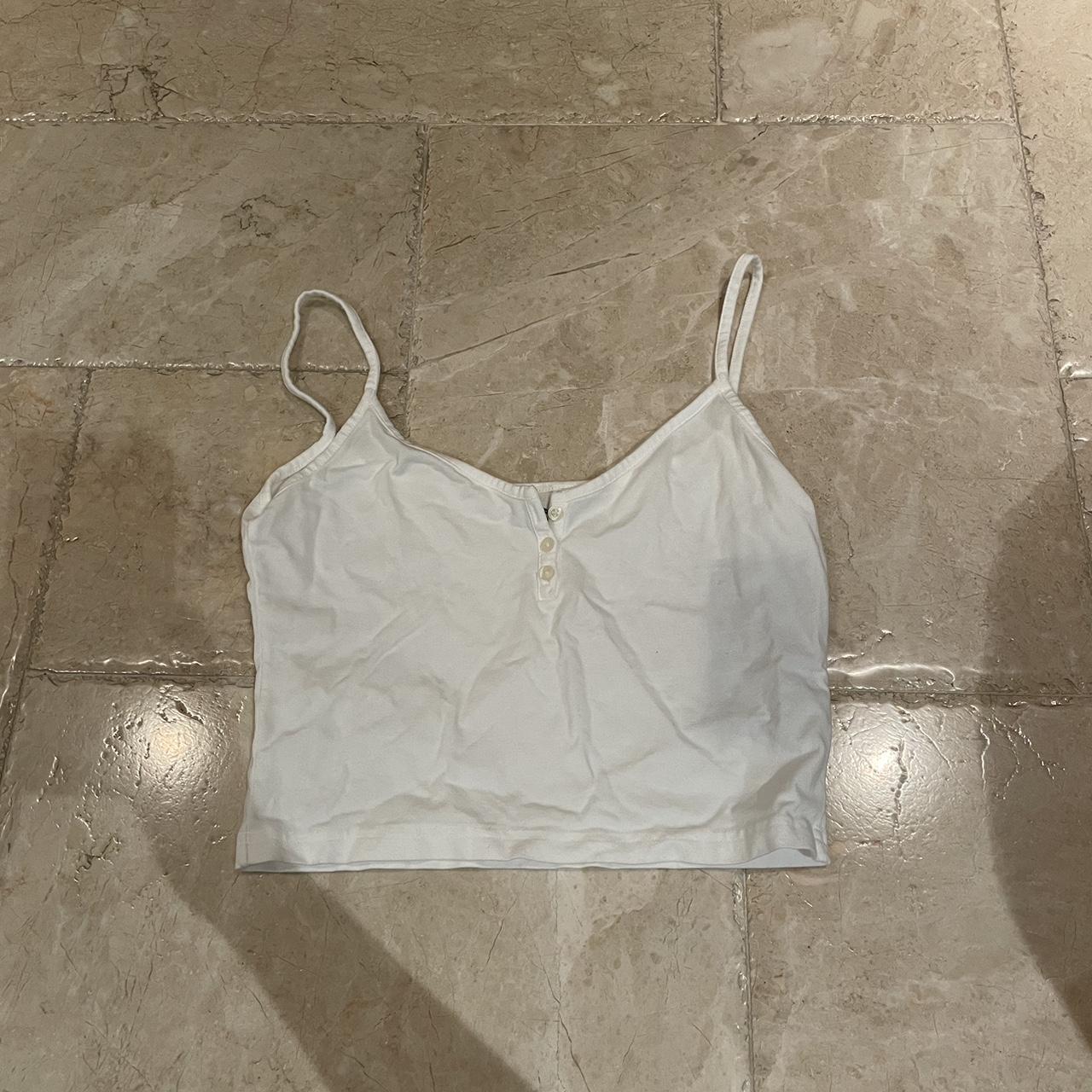Brandy Melville white tank top with 3 buttons BNWT Depop