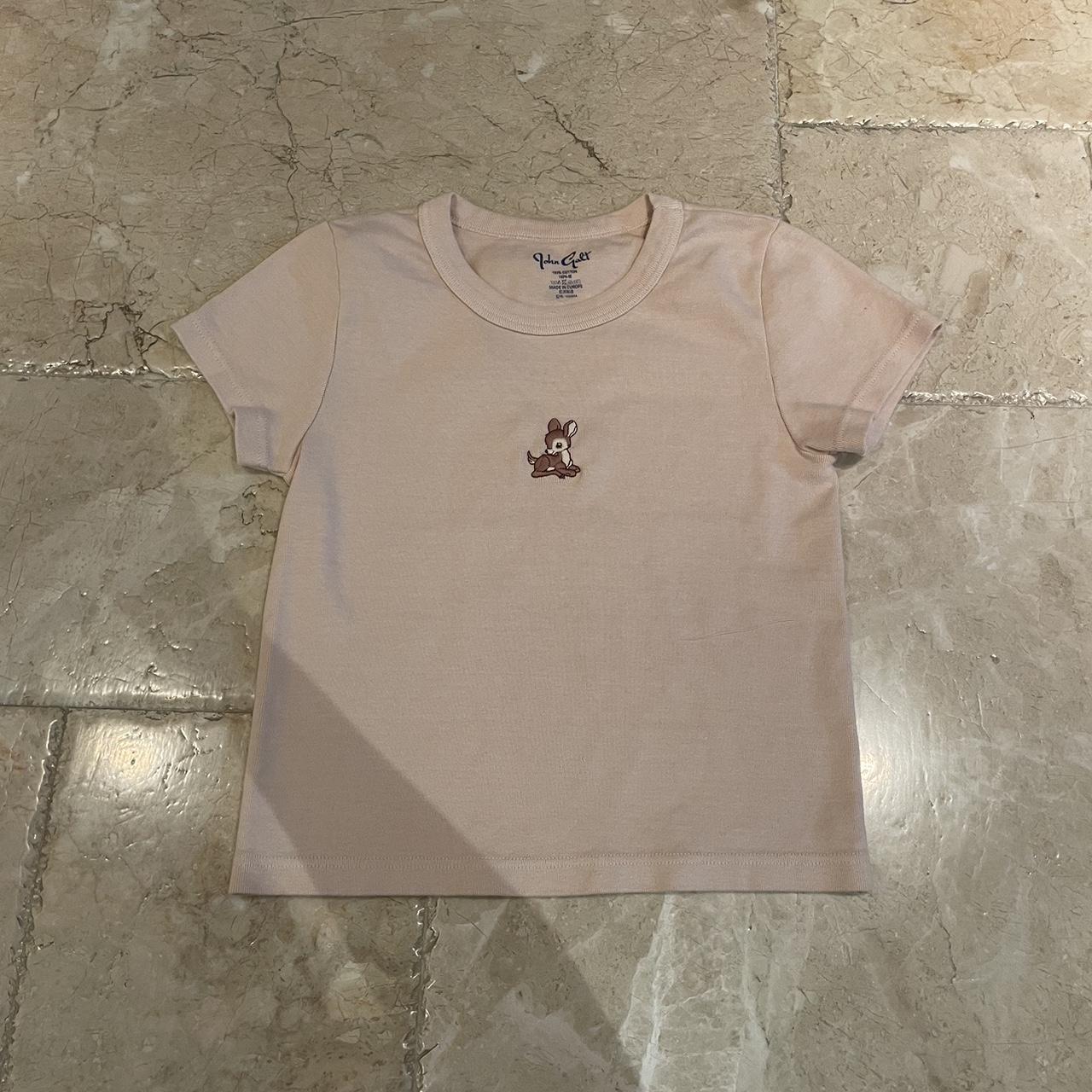 Brandy Melville light pink ashlyn top with baby deer... - Depop