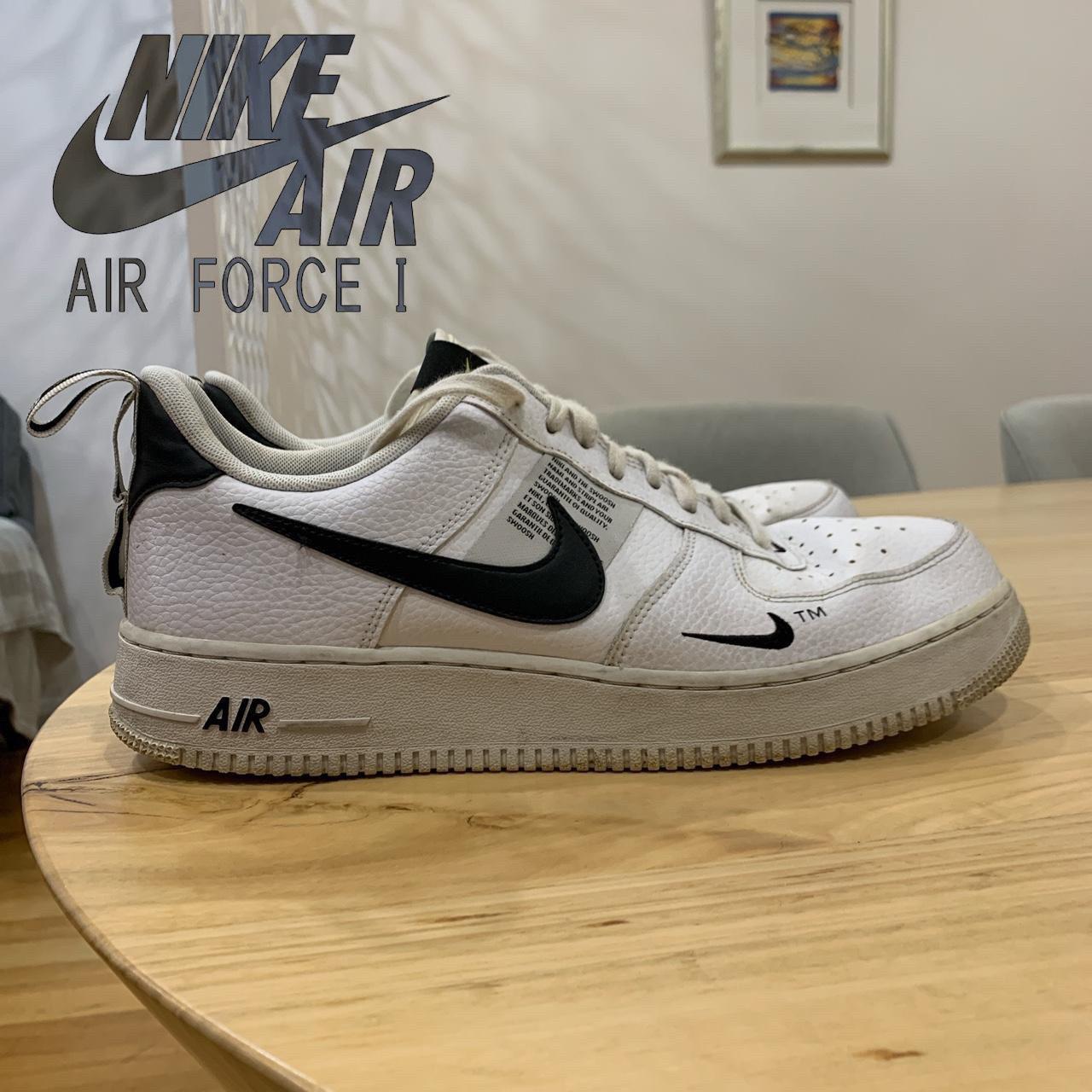 Nike “overbrand” AirForce 1’s White with black... - Depop