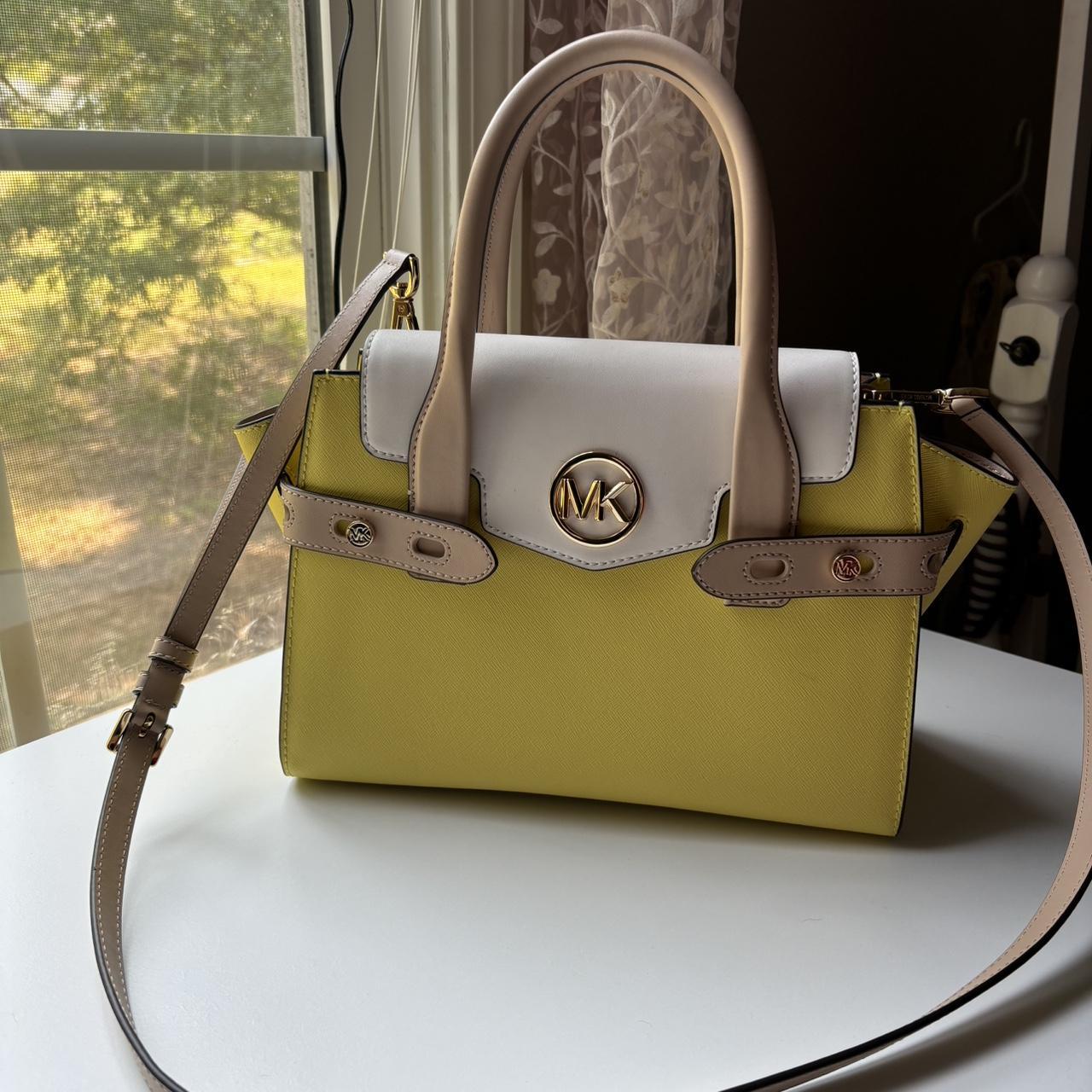 Yellow White Tan Michael Kors purse only used. Depop