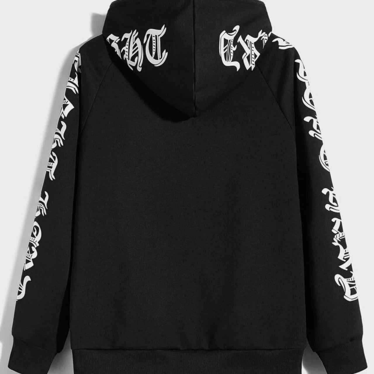 Men's Black and White Hoodie Depop