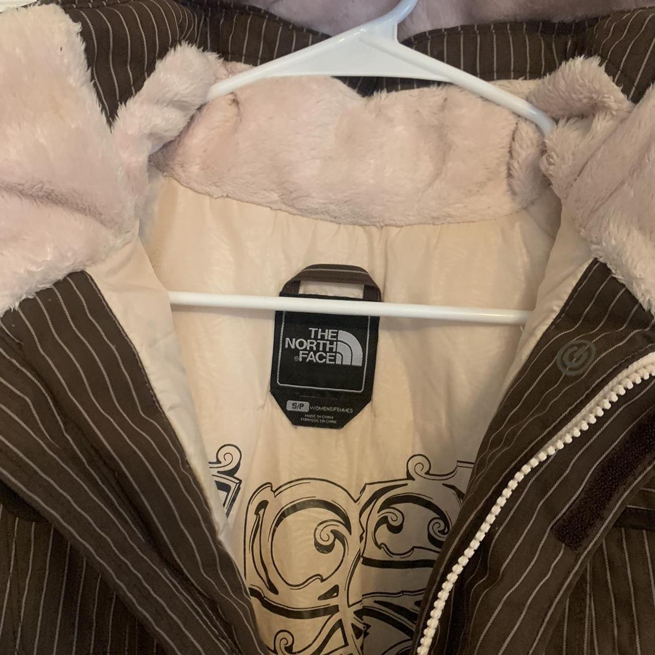 Women’s north face ski jacket. Brown and lite pink Depop