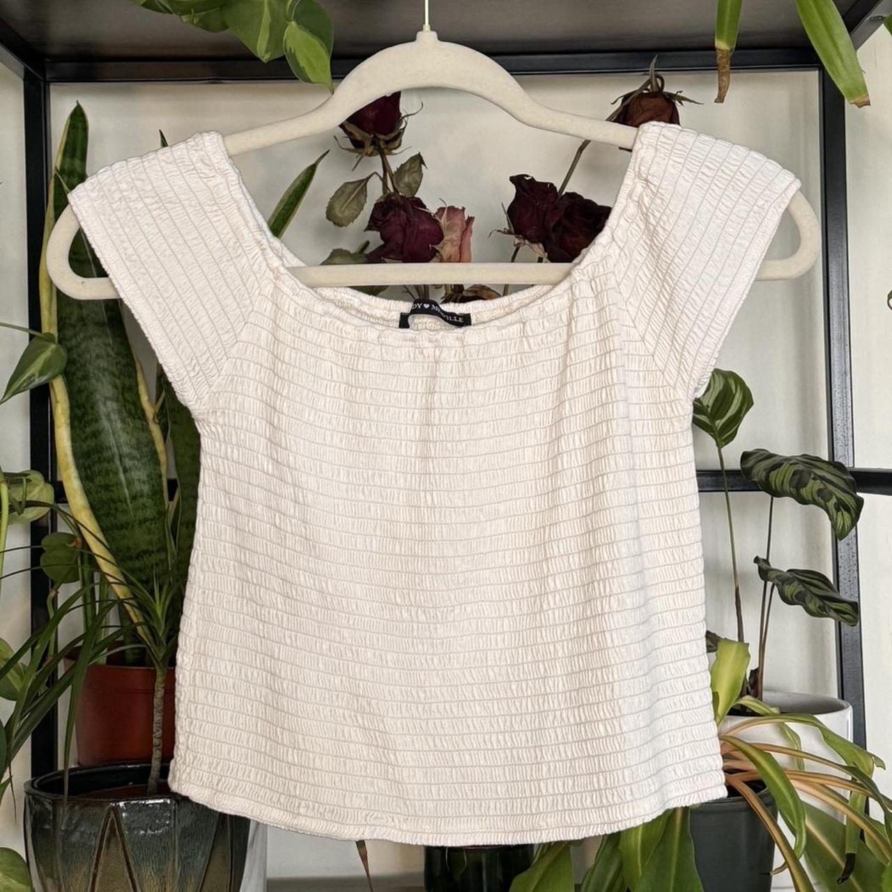 Brandy Melville off the shoulder white top!! Super - Depop