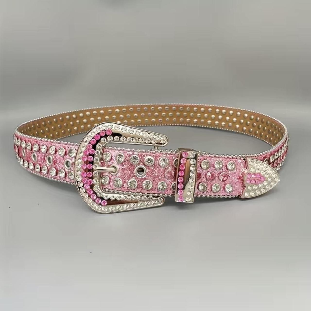 Y2K Glitters Rhinestones Belt Pink / 100cm/39