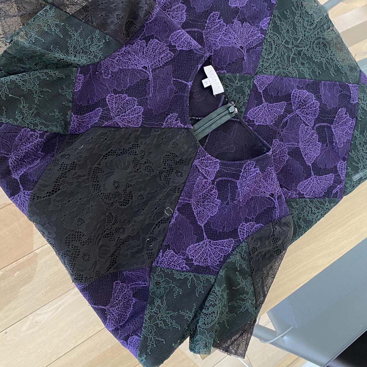 Escada green & purple net dress with separate escada... - Depop