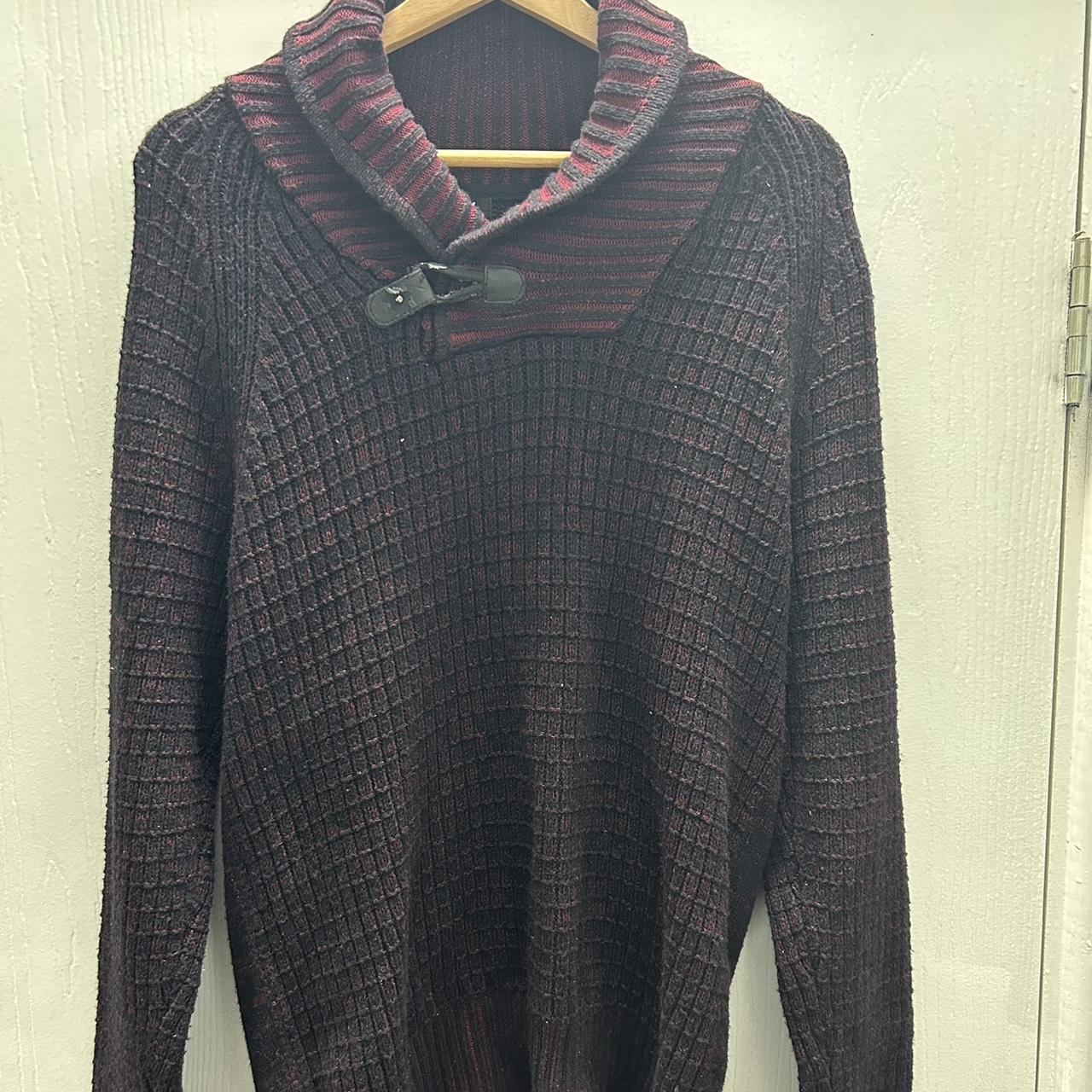 H&M Men's Burgundy and Black Jumper Depop