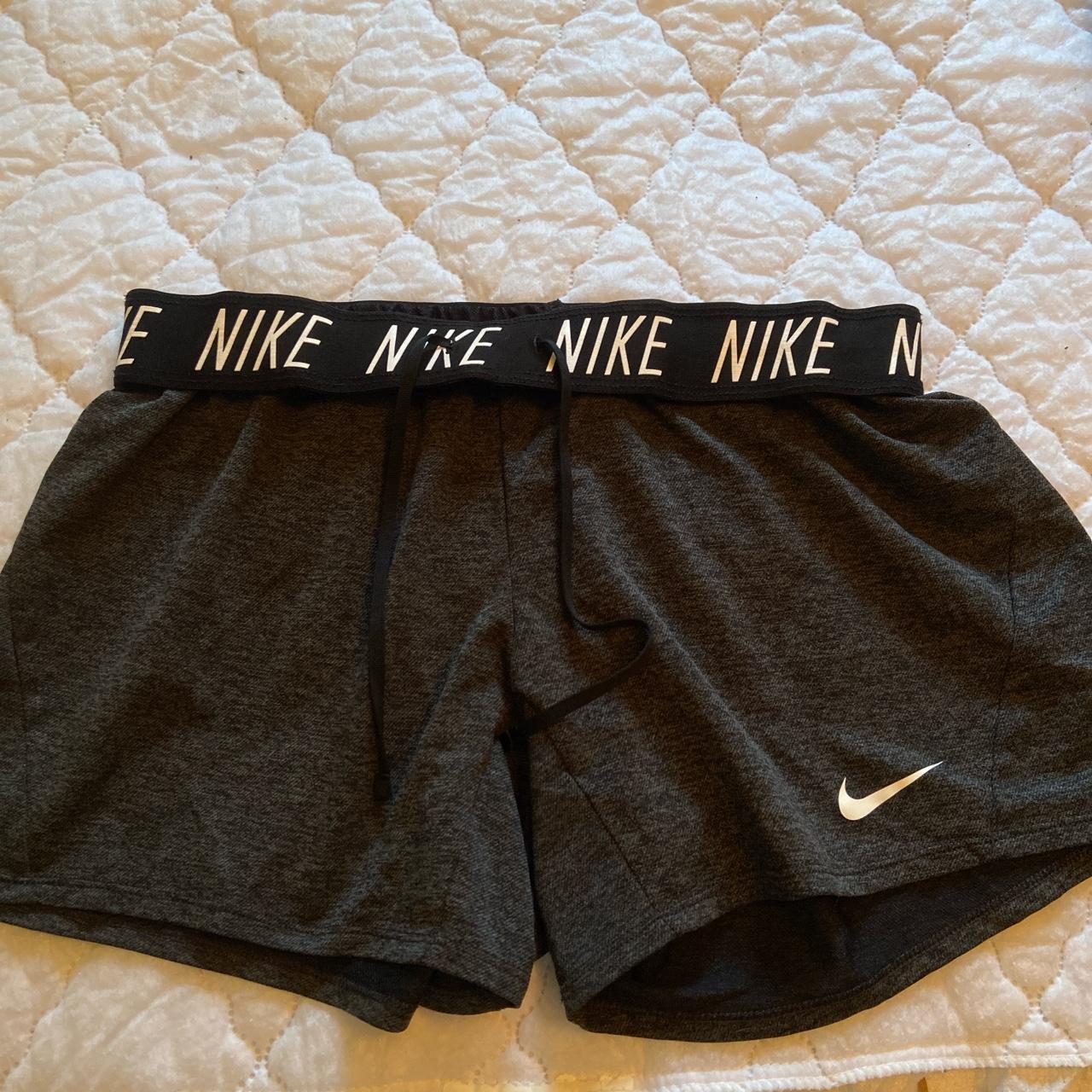 cute nike sweat shorts more of a peach color in - Depop