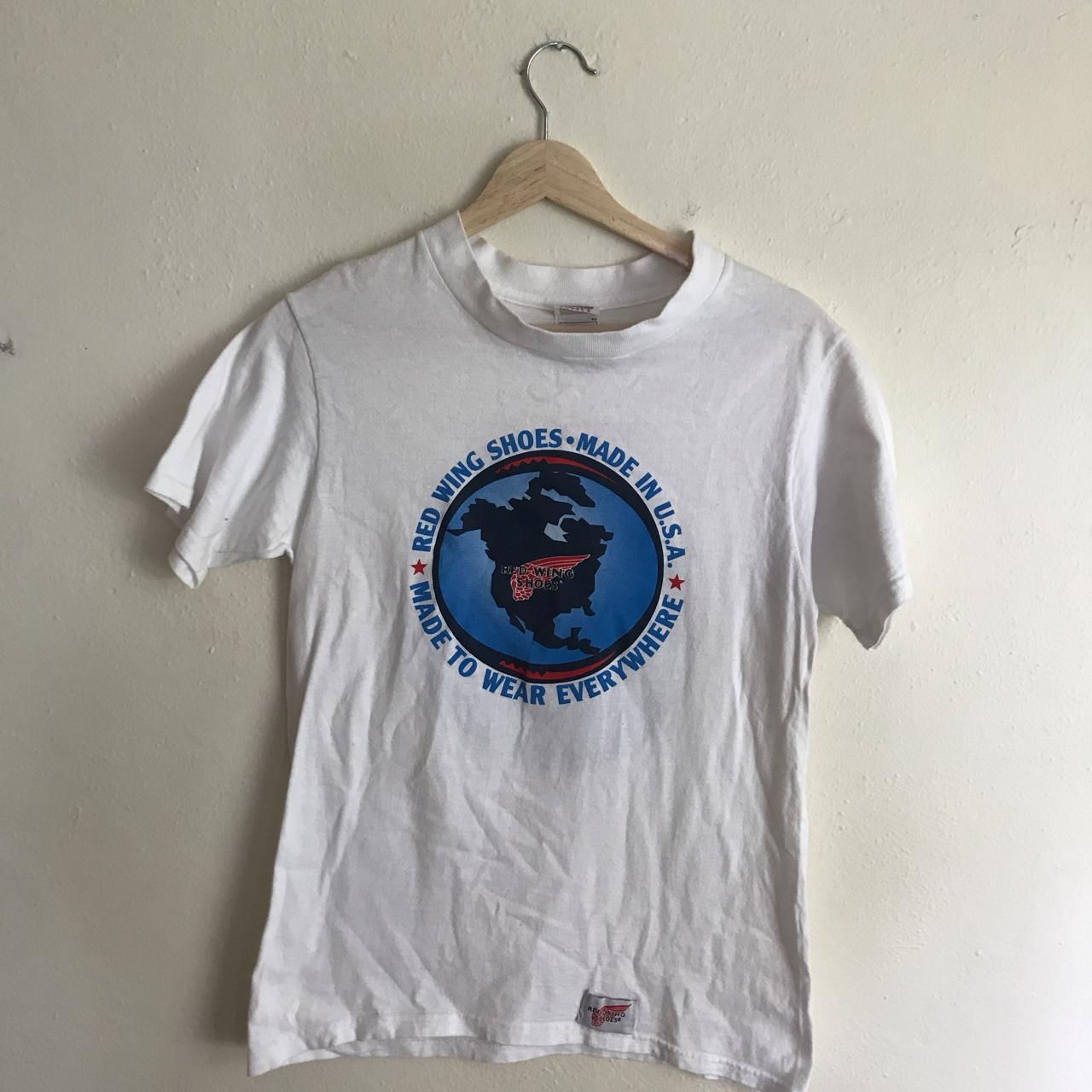 Red wing shoes t shirt Size large Flaws are it's - Depop