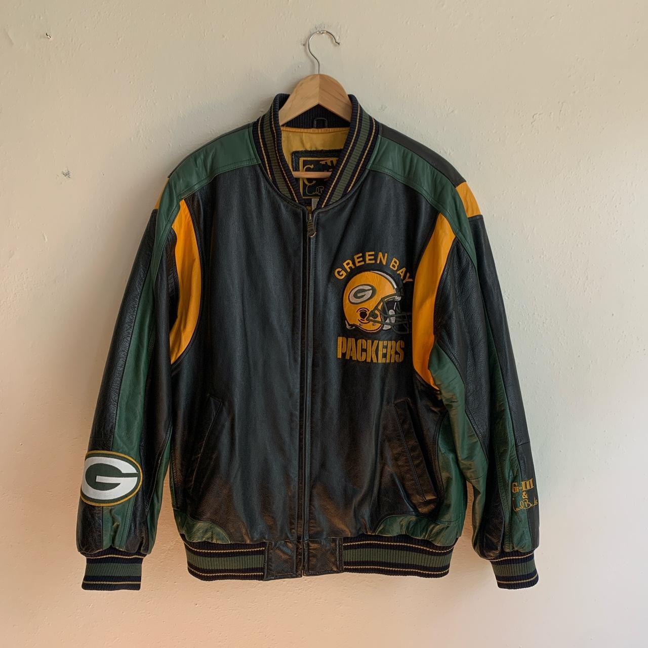 Vintage NFL Green Bay Packers Leather Jacket Size - Depop