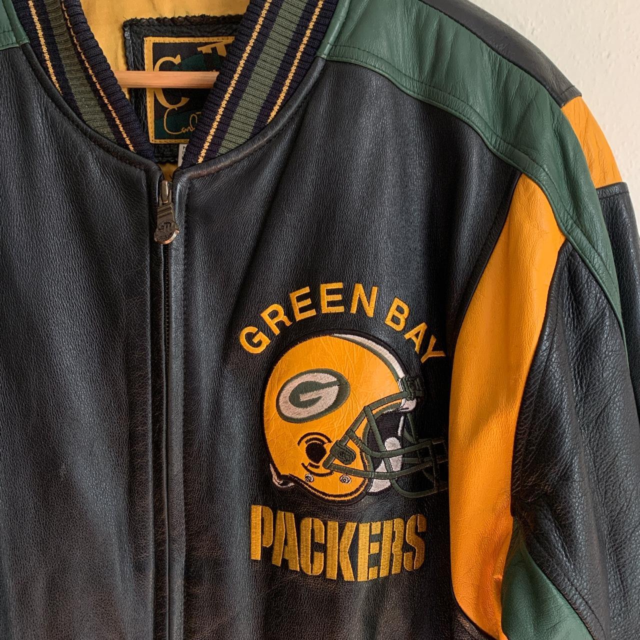 Vintage NFL Green Bay Packers Leather Jacket Size - Depop