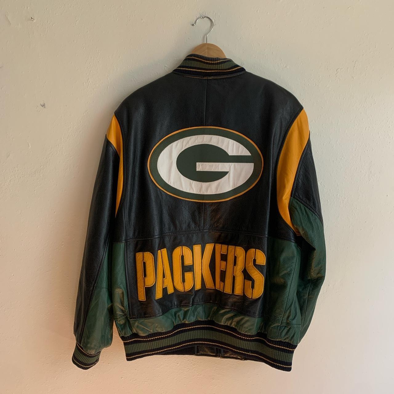 Vintage NFL Green Bay Packers Leather Jacket Size - Depop