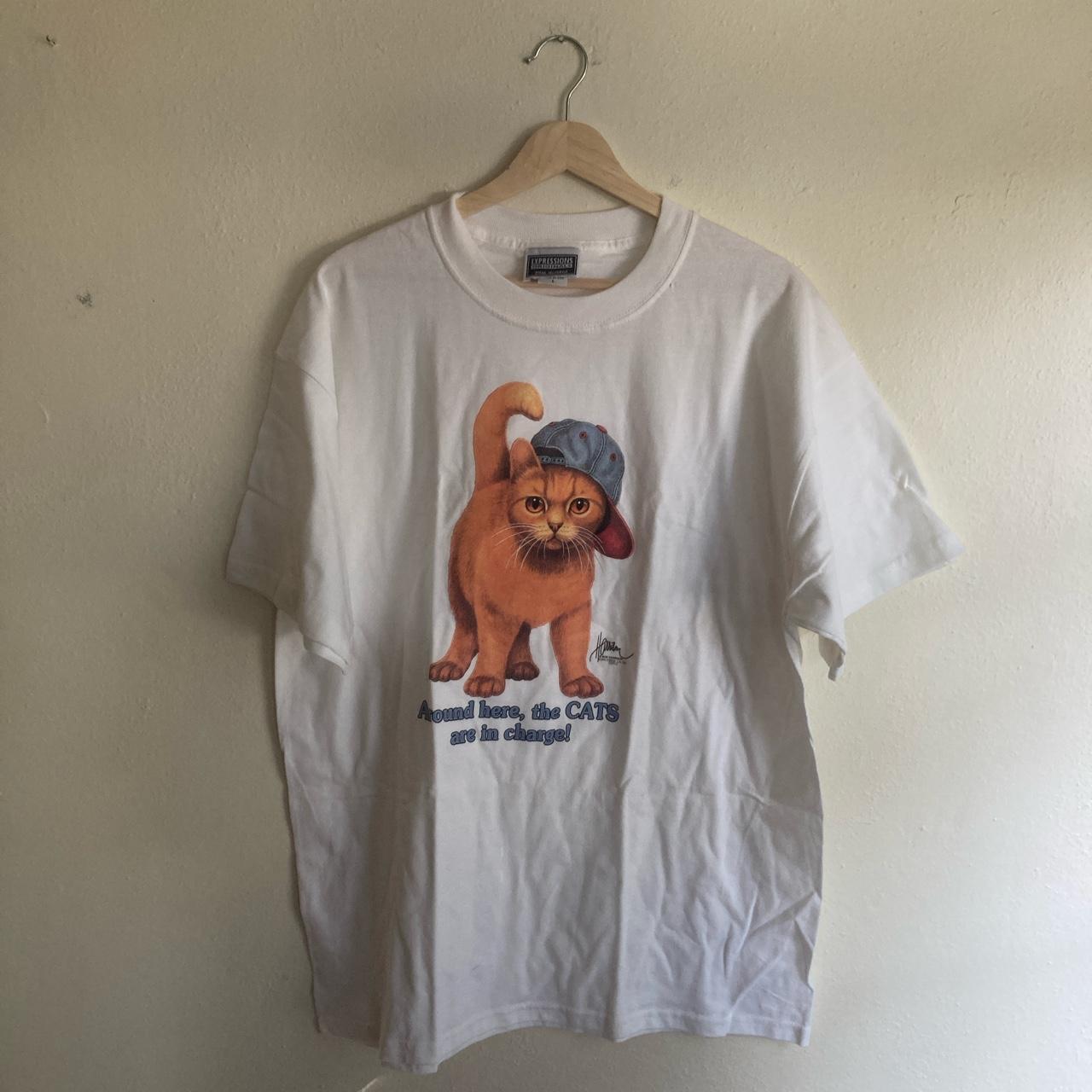 Men's White and Orange T-shirt | Depop