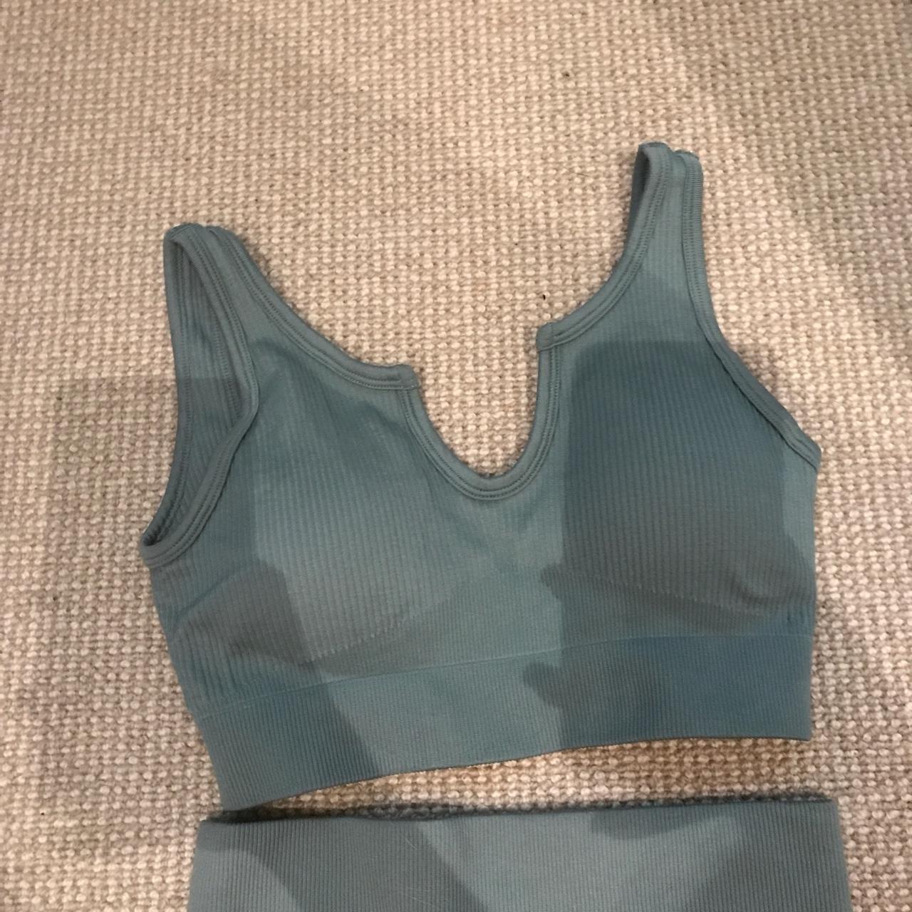 Sexy teal workout set tight fitted, padding, cropped... Depop