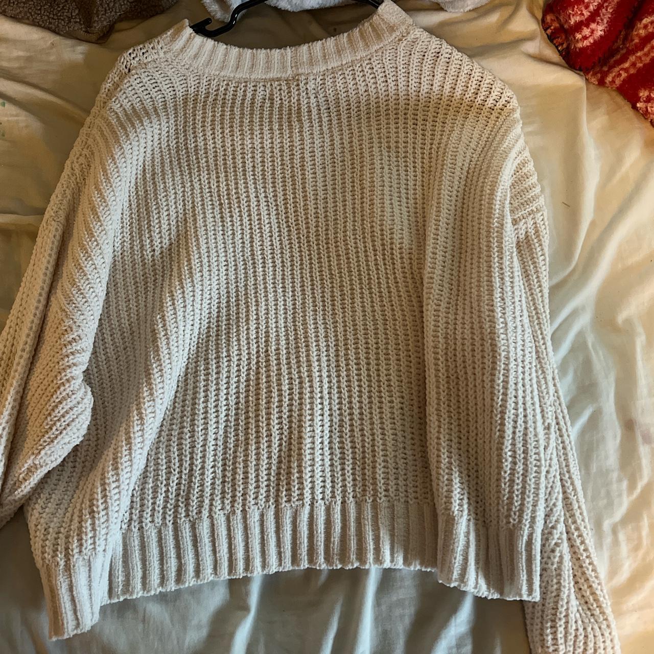 American Eagle Outfitters Men's Cream and White Jumper | Depop