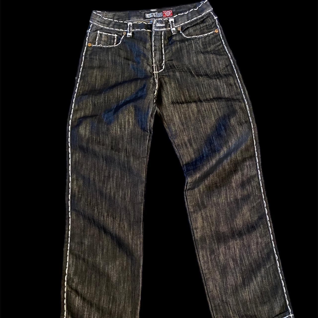 Y2K F.U.S.A.I By Focus 2000 Faded Distressed Jeans... - Depop