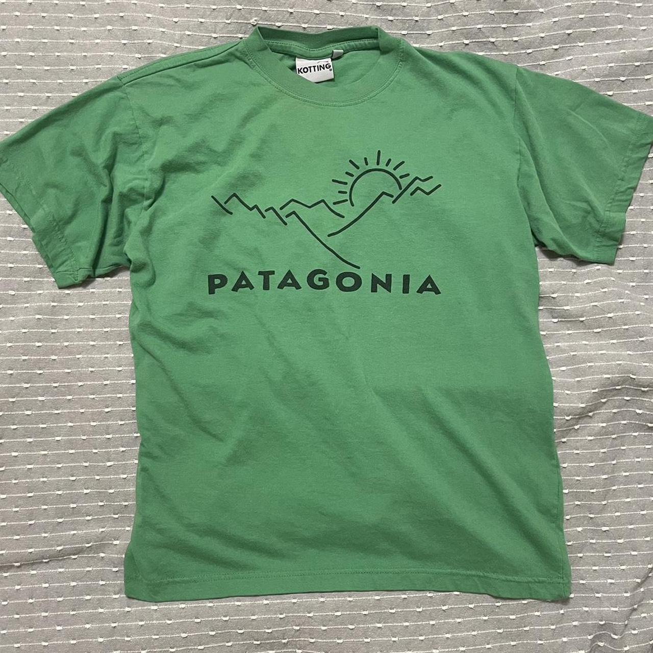 Vintage Patagonia mountains t-shirt. Size kids... - Depop