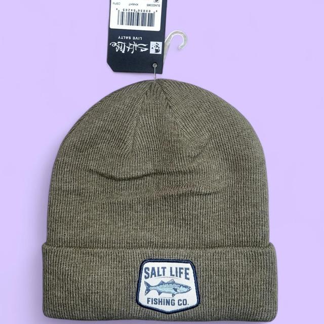 brand new salt life foldover beanie hat color: blue Depop