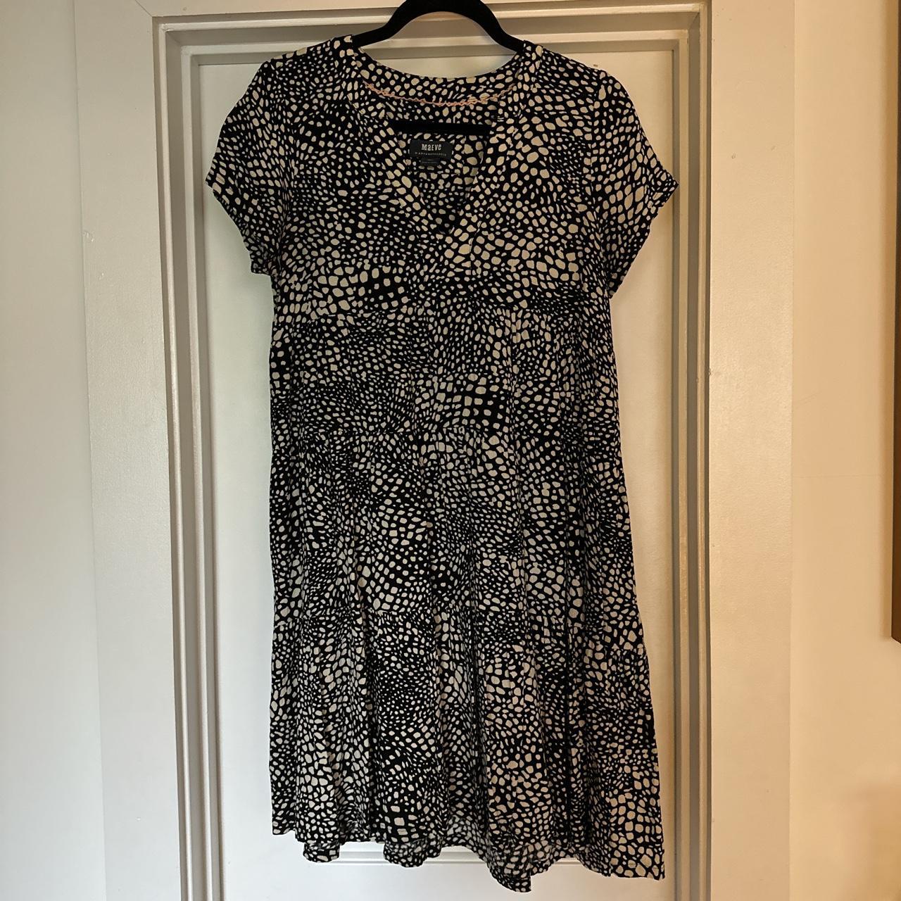 Anthropologie black and white knee-length dress... - Depop