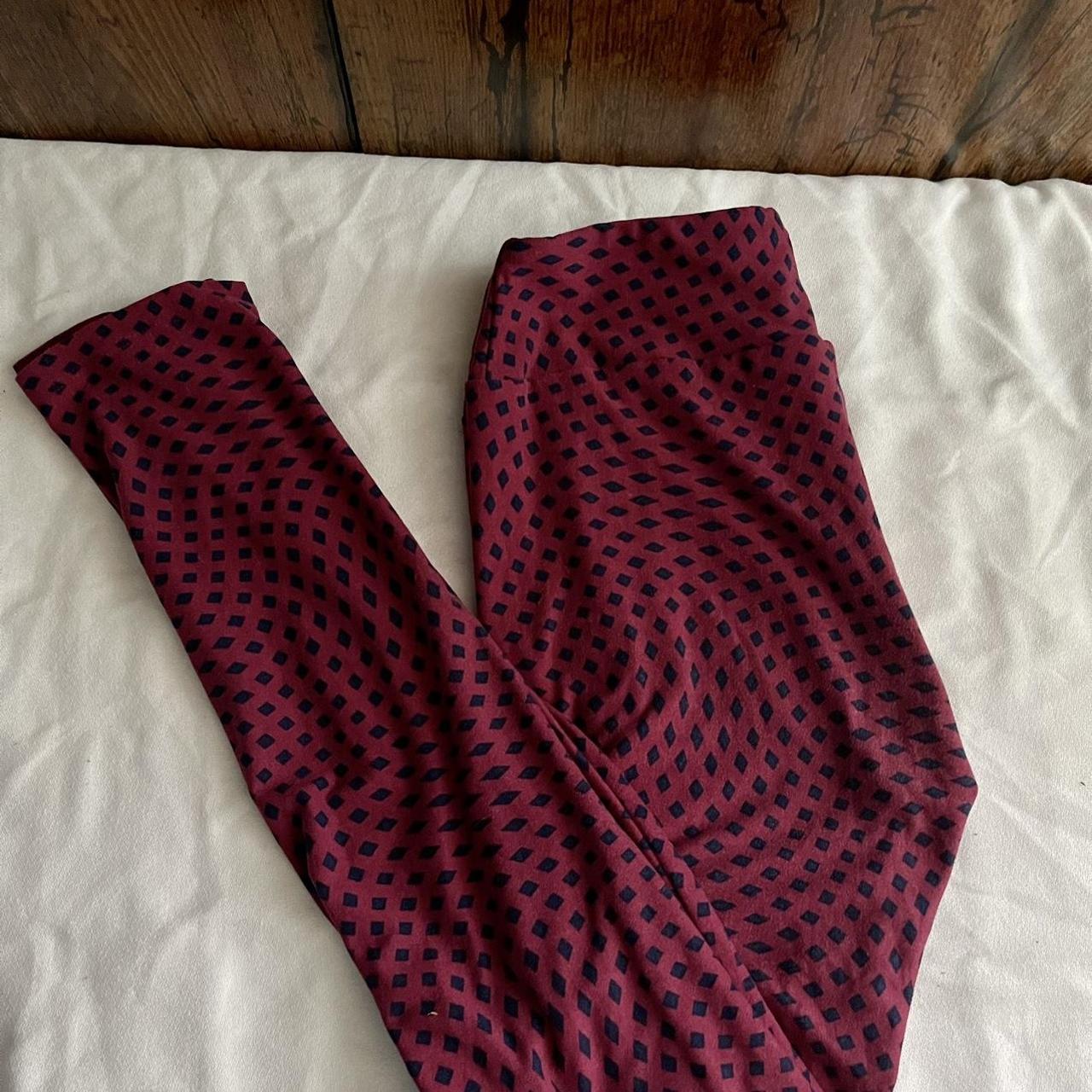 Lularoe Burgundy With Black Diamonds Leggings One - Depop