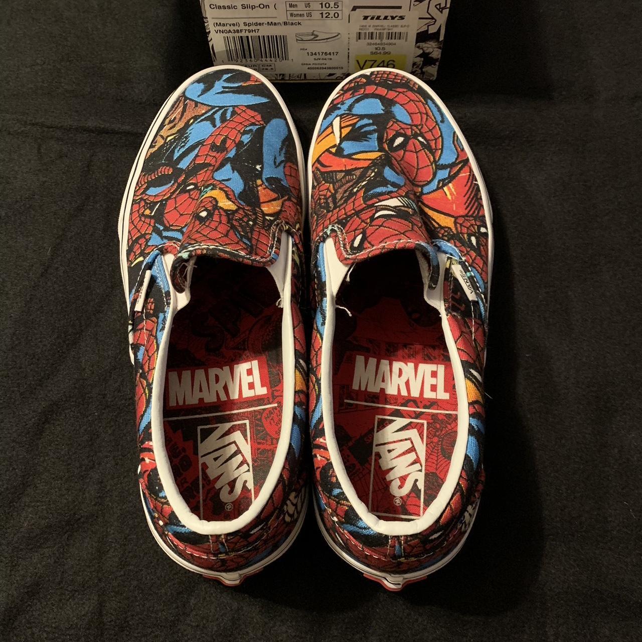 Vans X Marvel Spider Man Slip On Shoes Men's Size... - Depop