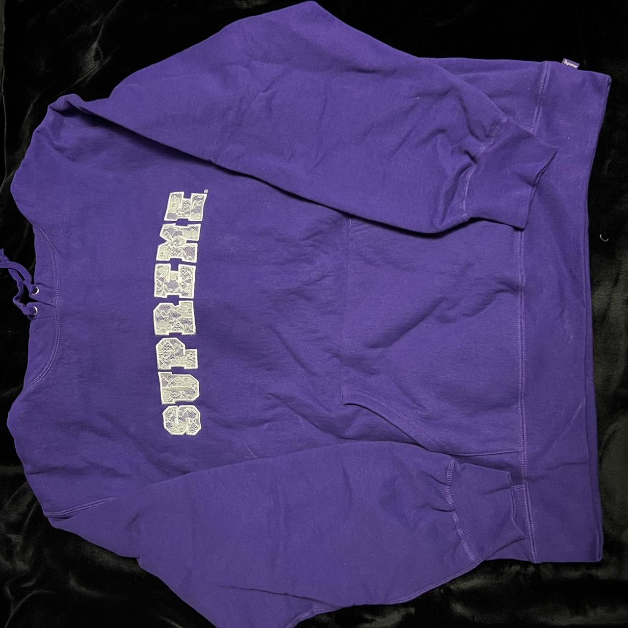 X-Large Purple Supreme Lace Hooded Sweatshirt Never... - Depop