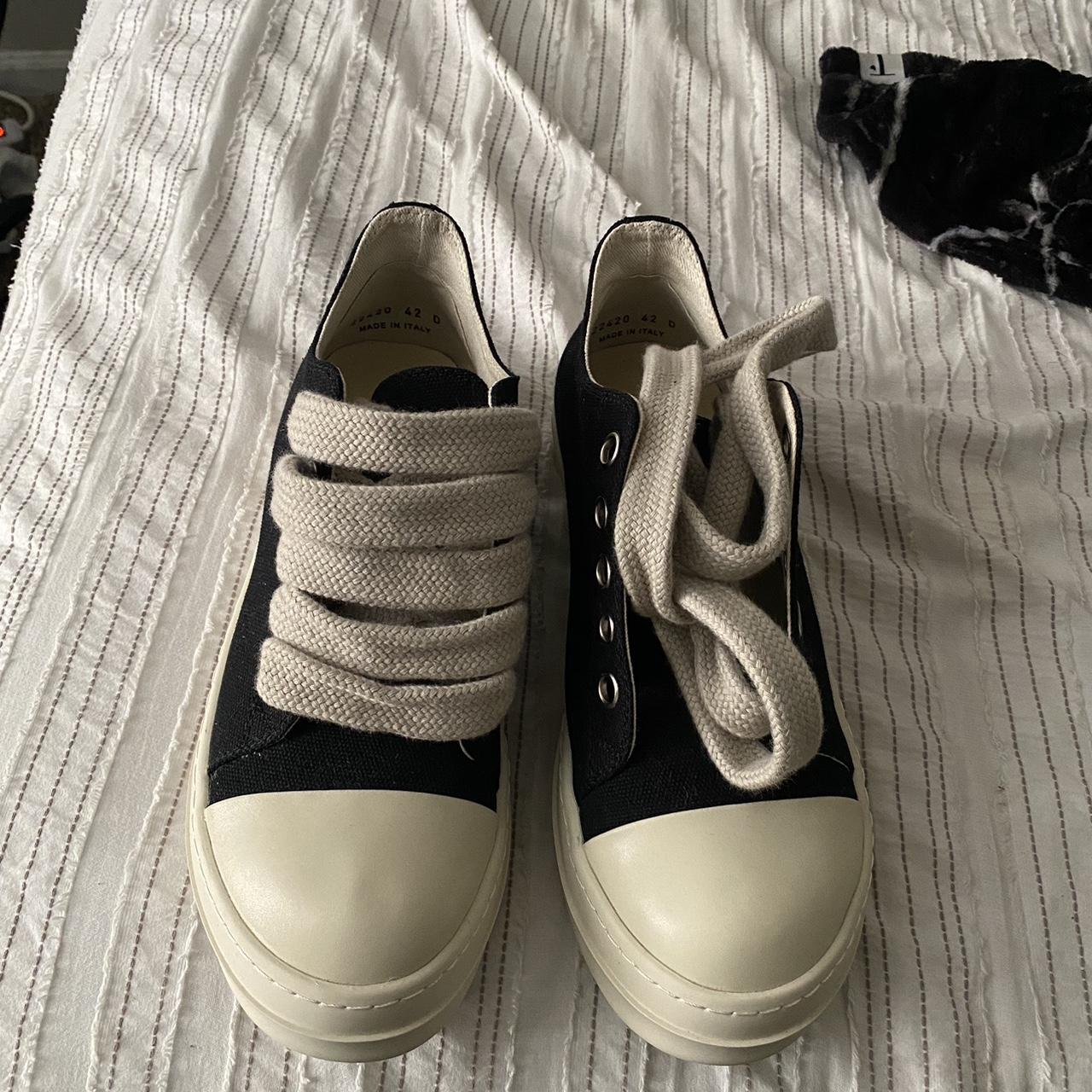 Rick Owens Men's Black and White Trainers | Depop