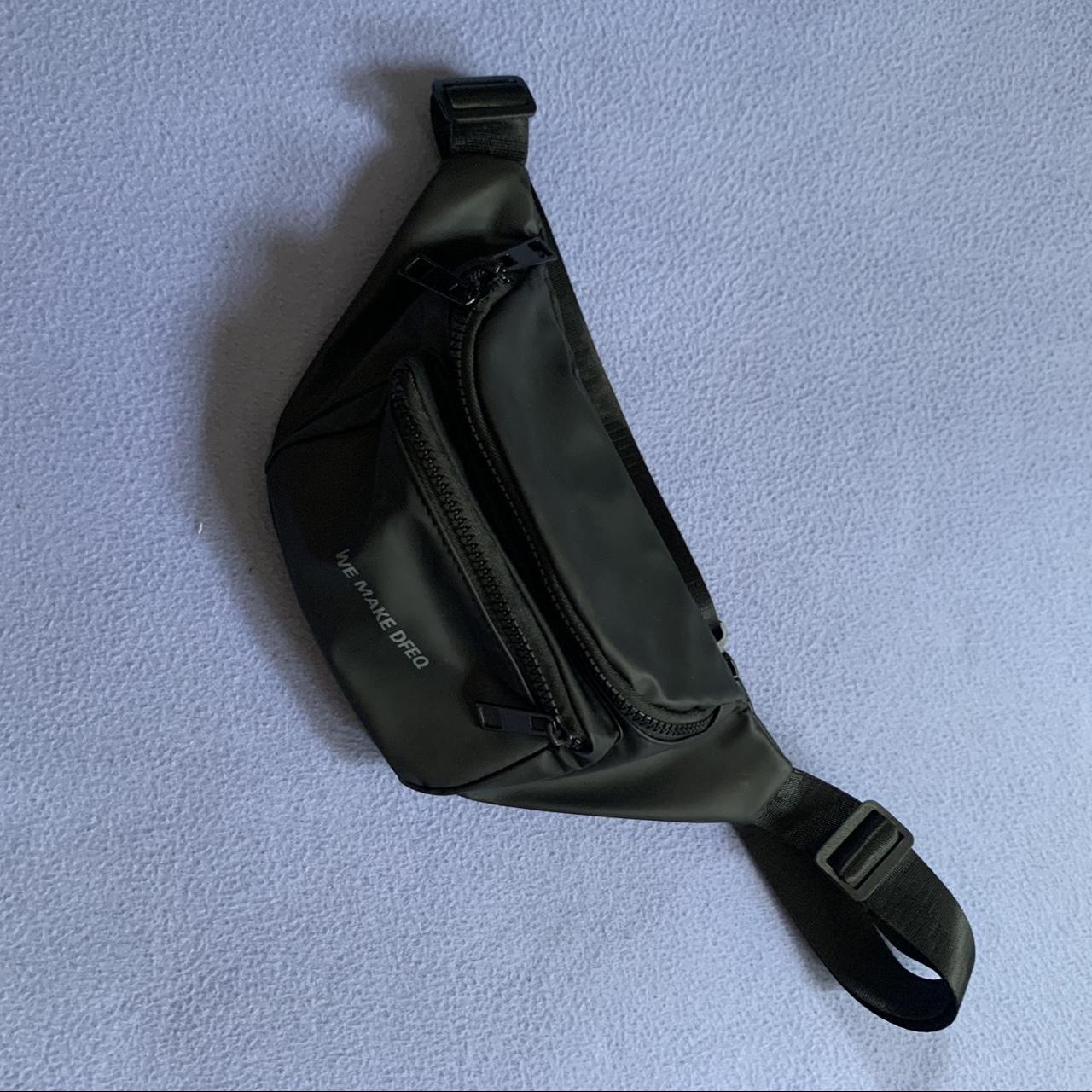 black cross body bag fanny pack 3 zipper pockets... Depop