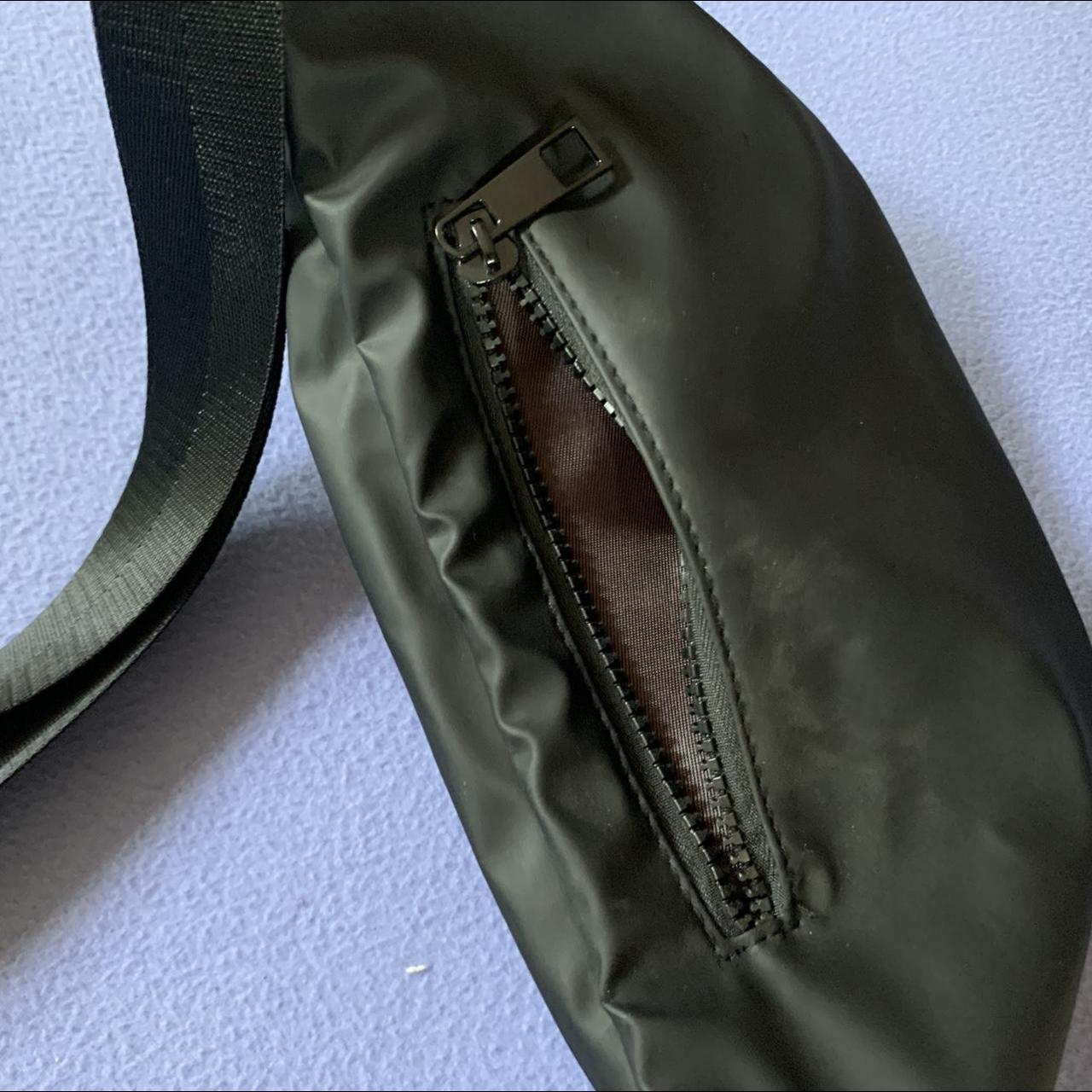 black cross body bag fanny pack 3 zipper pockets... Depop