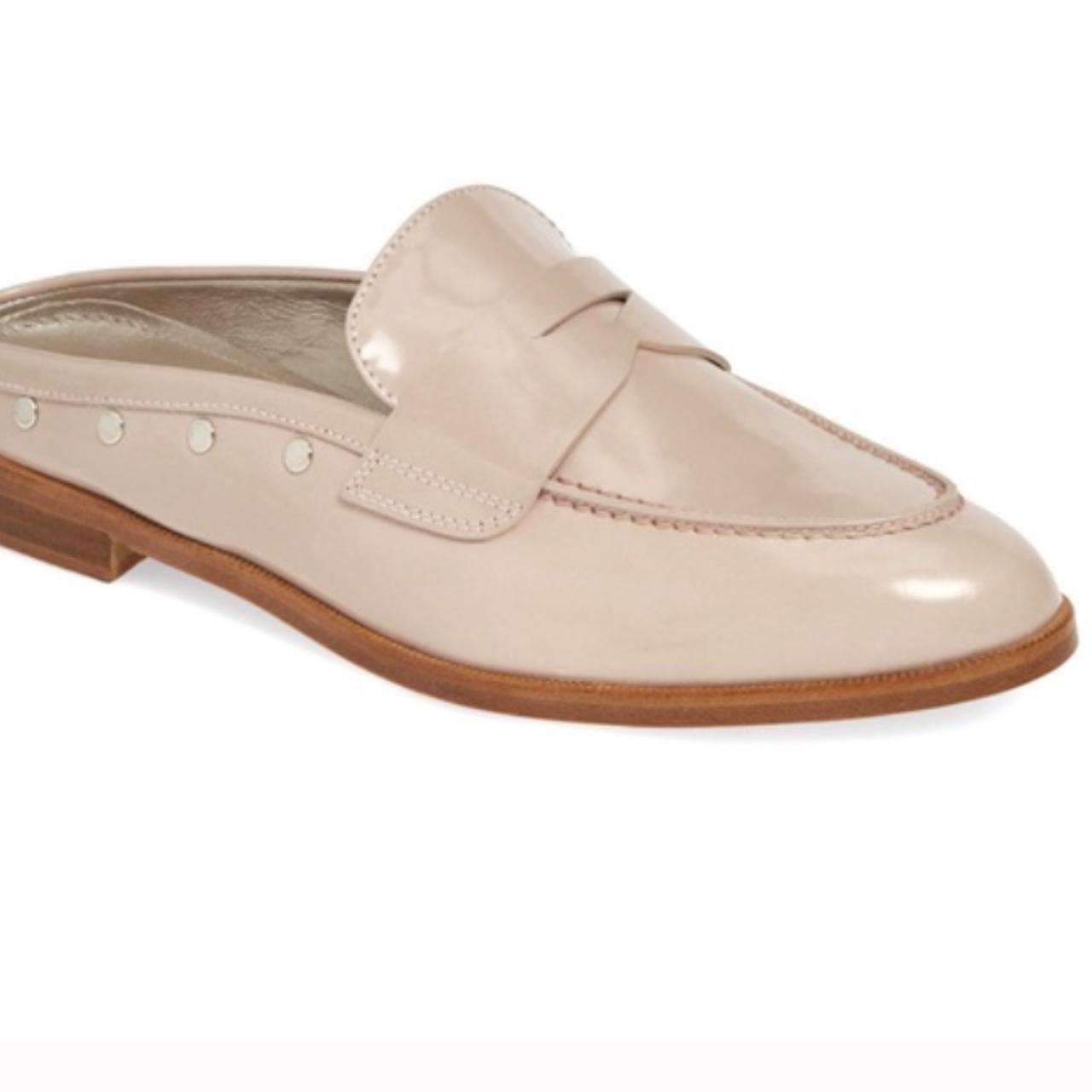 AGL Leather Stud Trim Slip On Penny Loafer Mule US