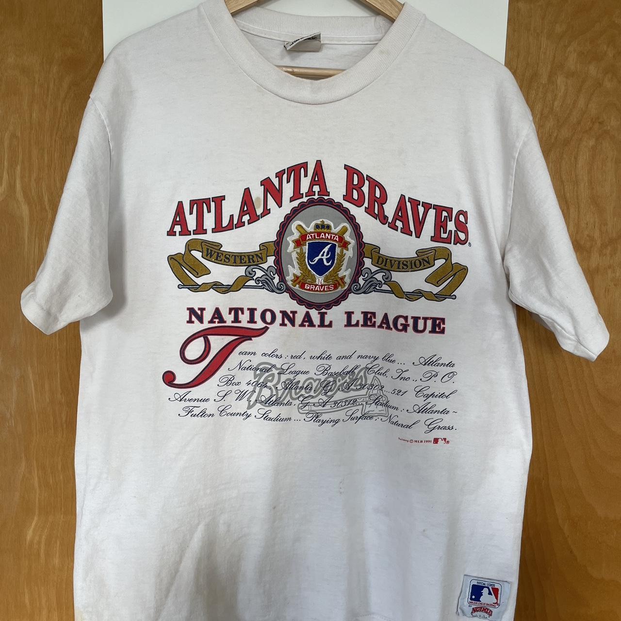 Vintage 90s Nutmeg Atlanta Braves Catcher Tee - - Depop